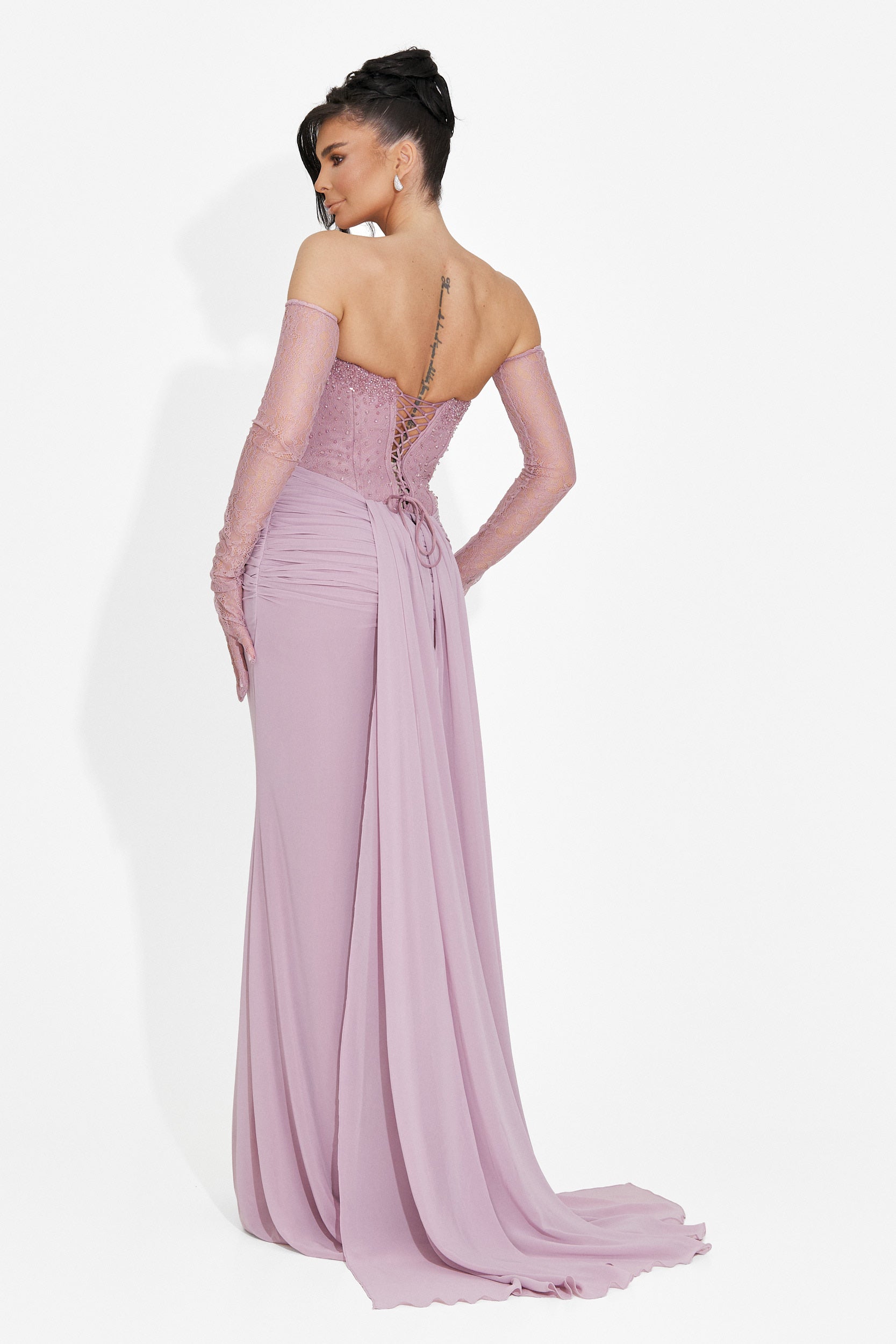 Rochie dama lunga roz Camya Bogas