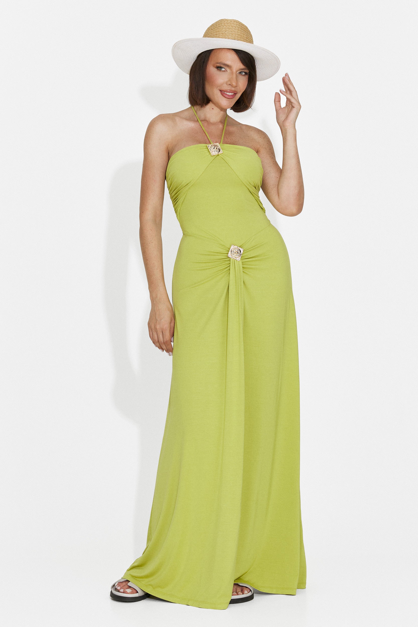 Rochie dama lunga verde Helene Bogas