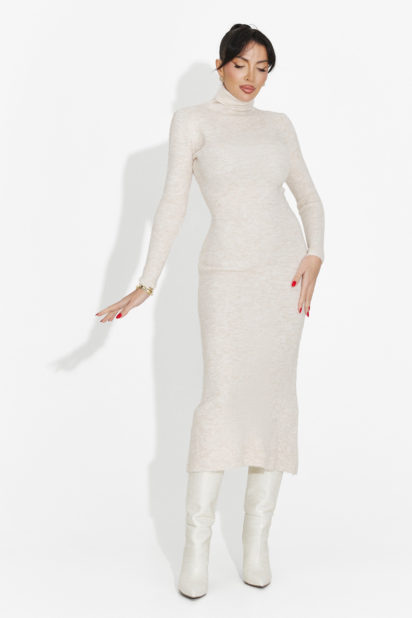 Дамска рокля миди крем Патрисия Богас