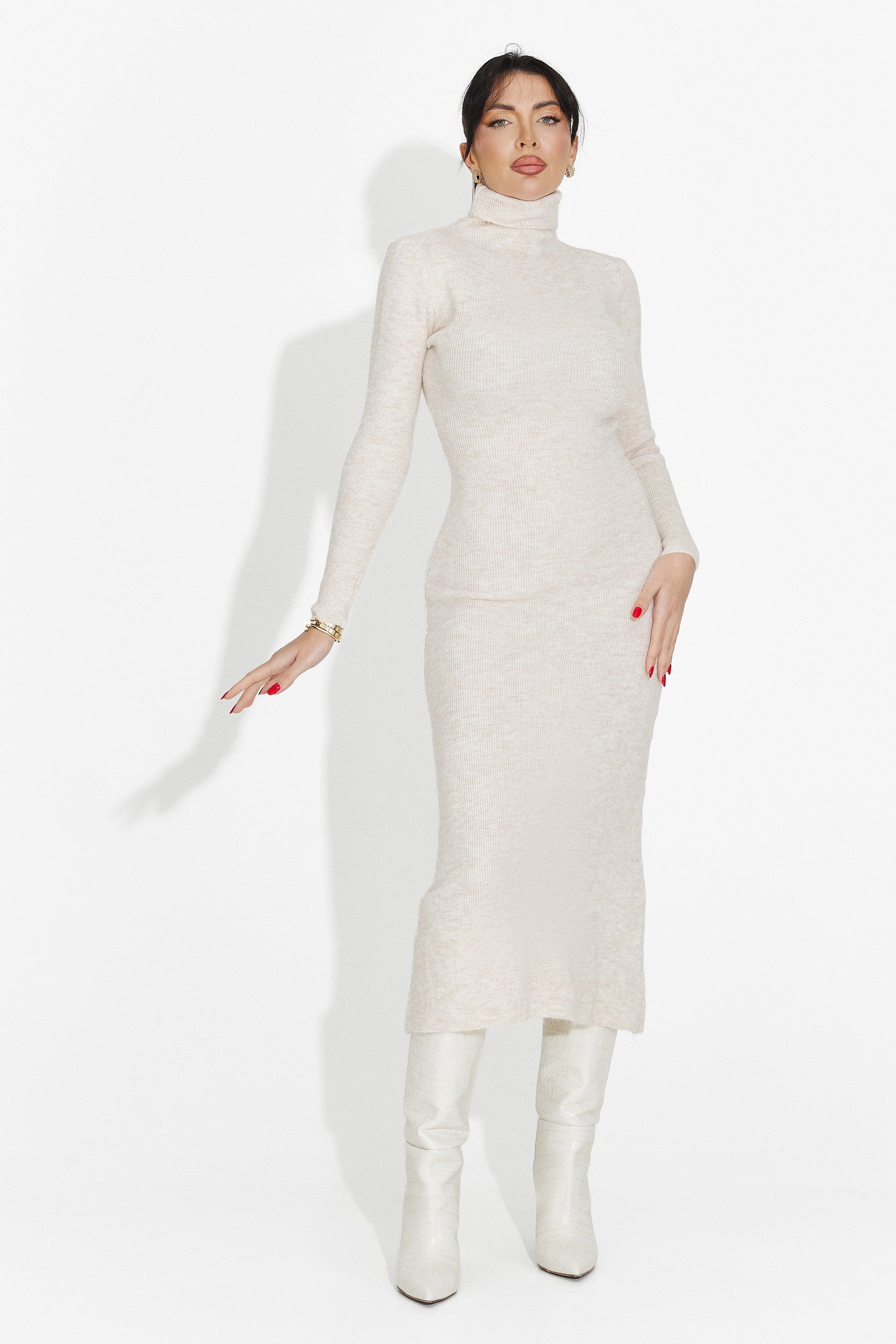 Дамска рокля миди крем Патрисия Богас