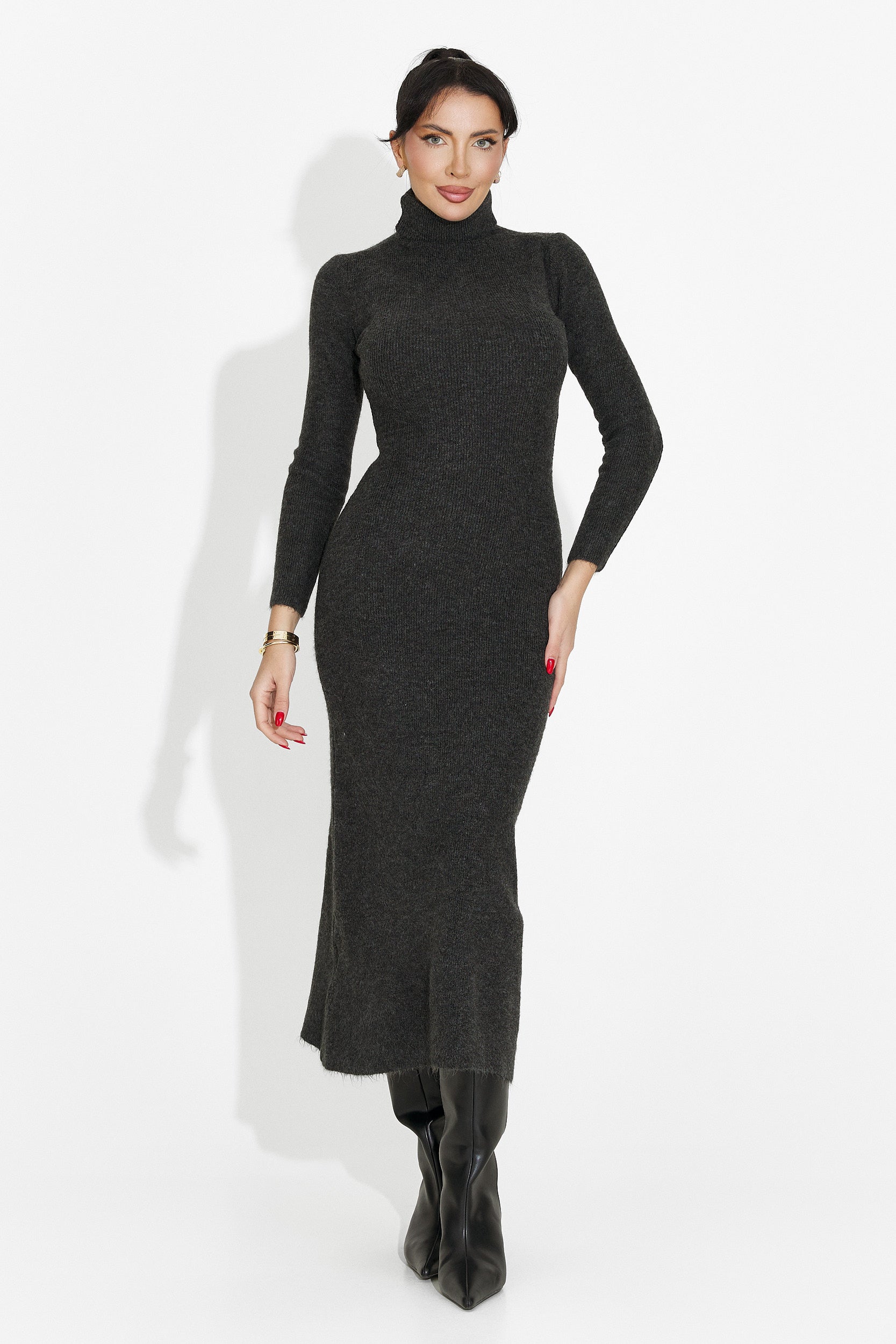 Сива дамска миди рокля Patrisia Bogas