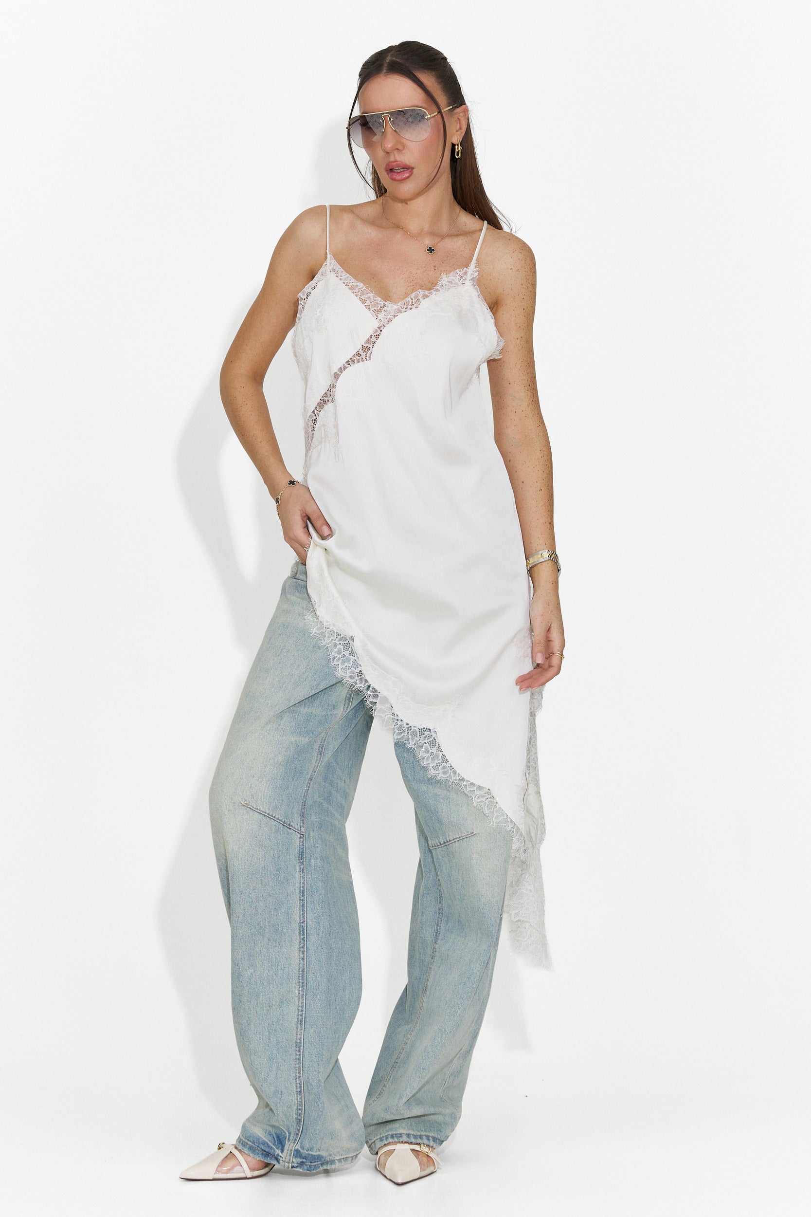 Къса бяла дамска рокля Francisca Bogas