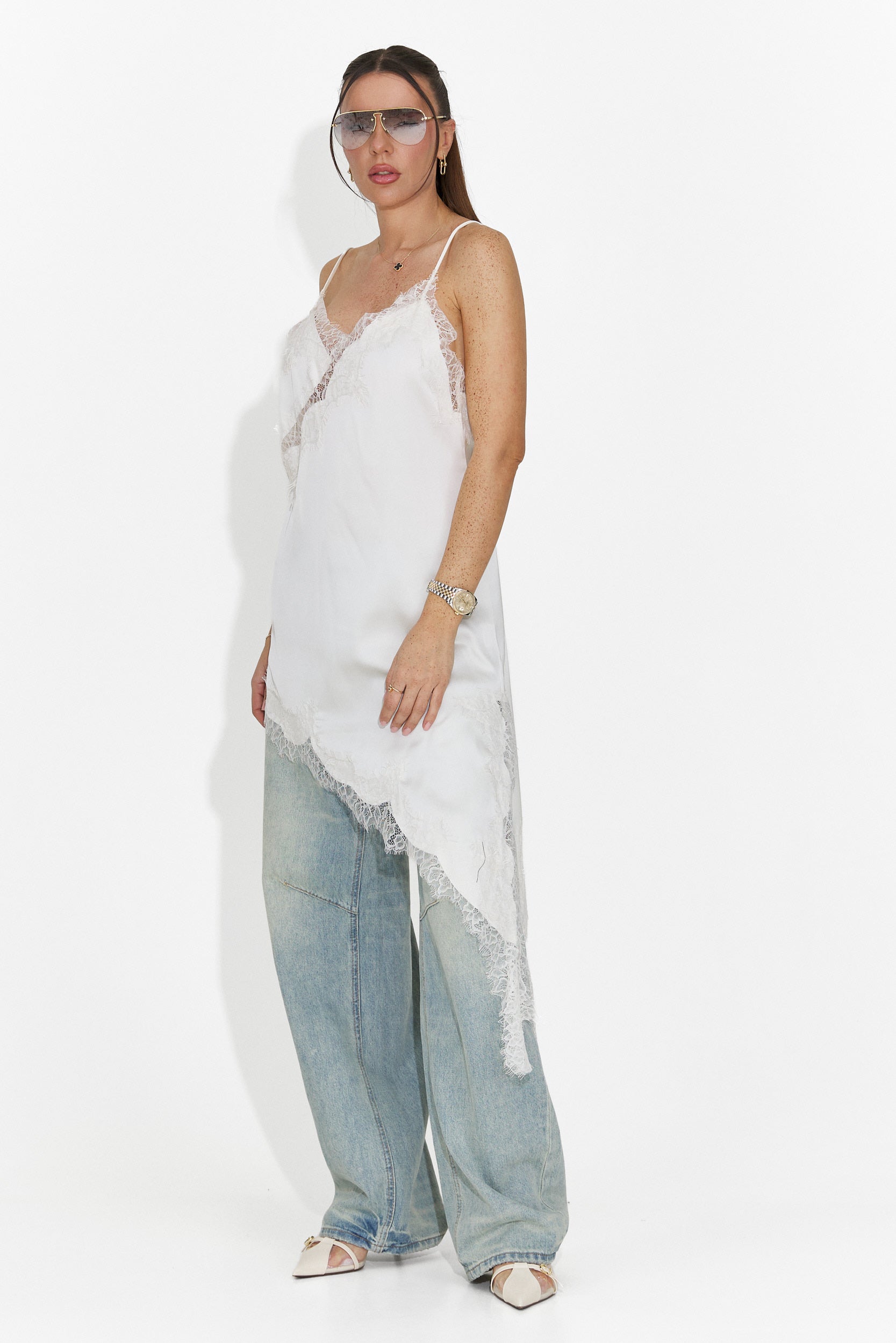 Къса бяла дамска рокля Francisca Bogas