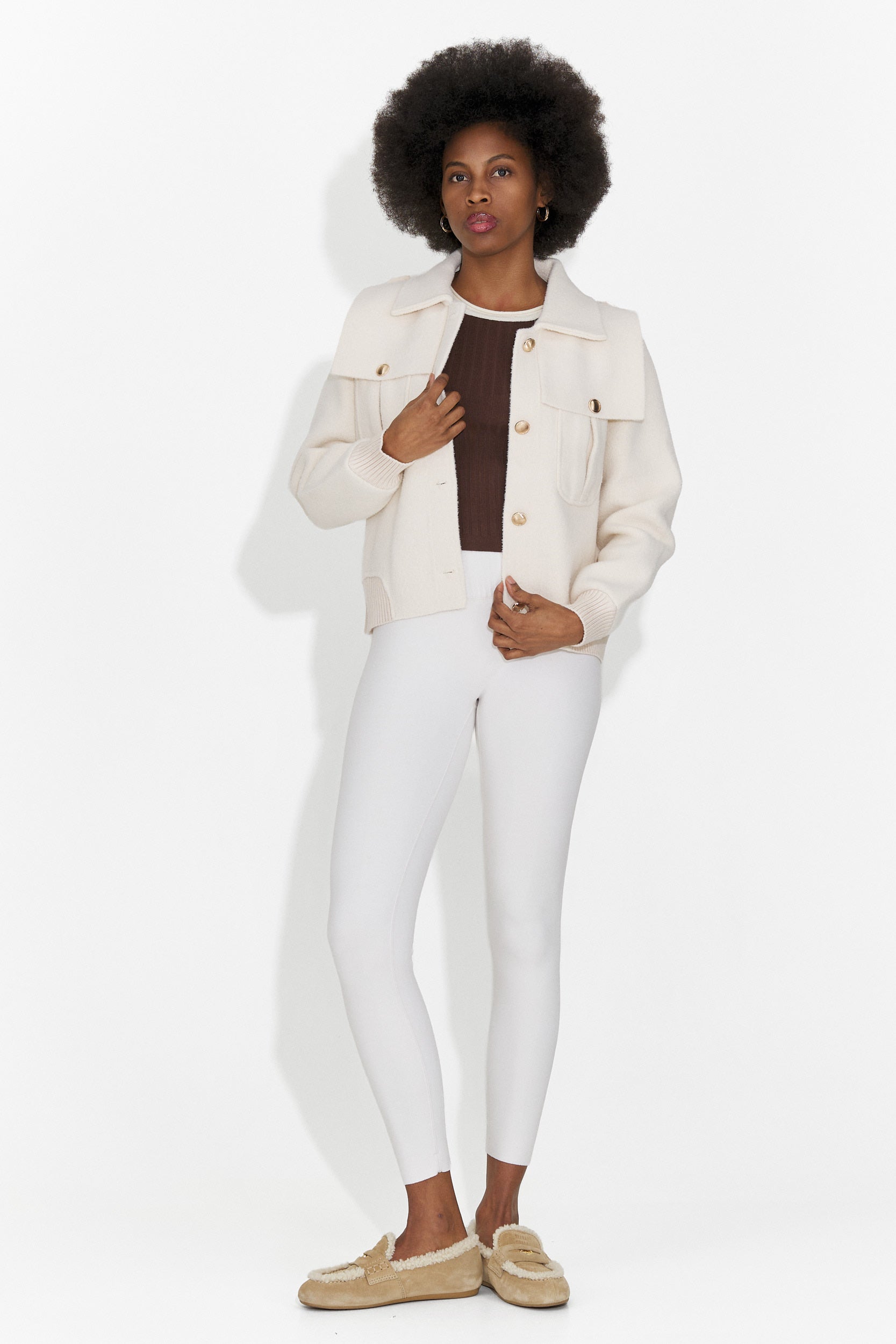 Елегантно дамско яке в кремав цвят Stelyana Bogas