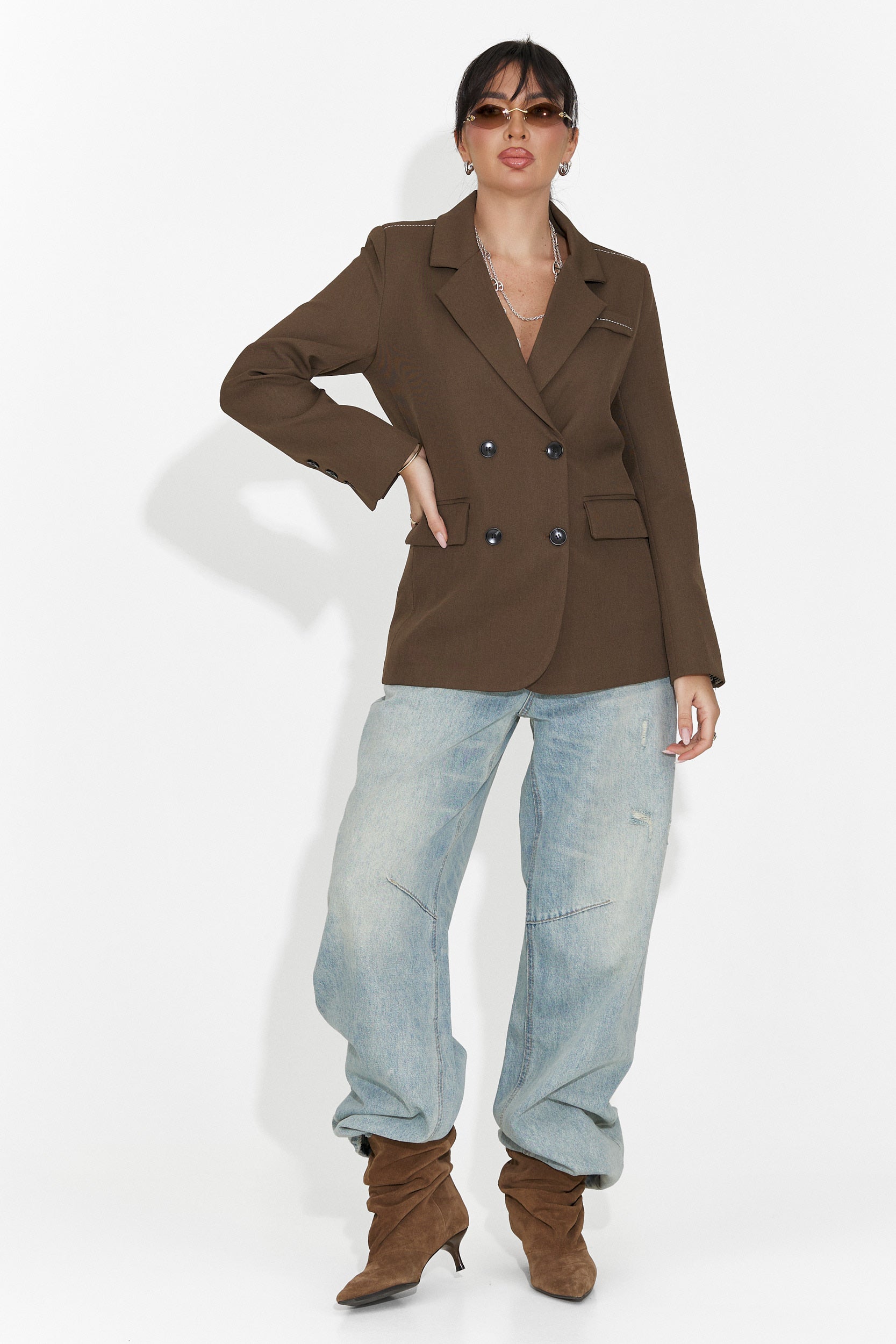 Елегантно дамско сако кафяво Caleiaja Bogas