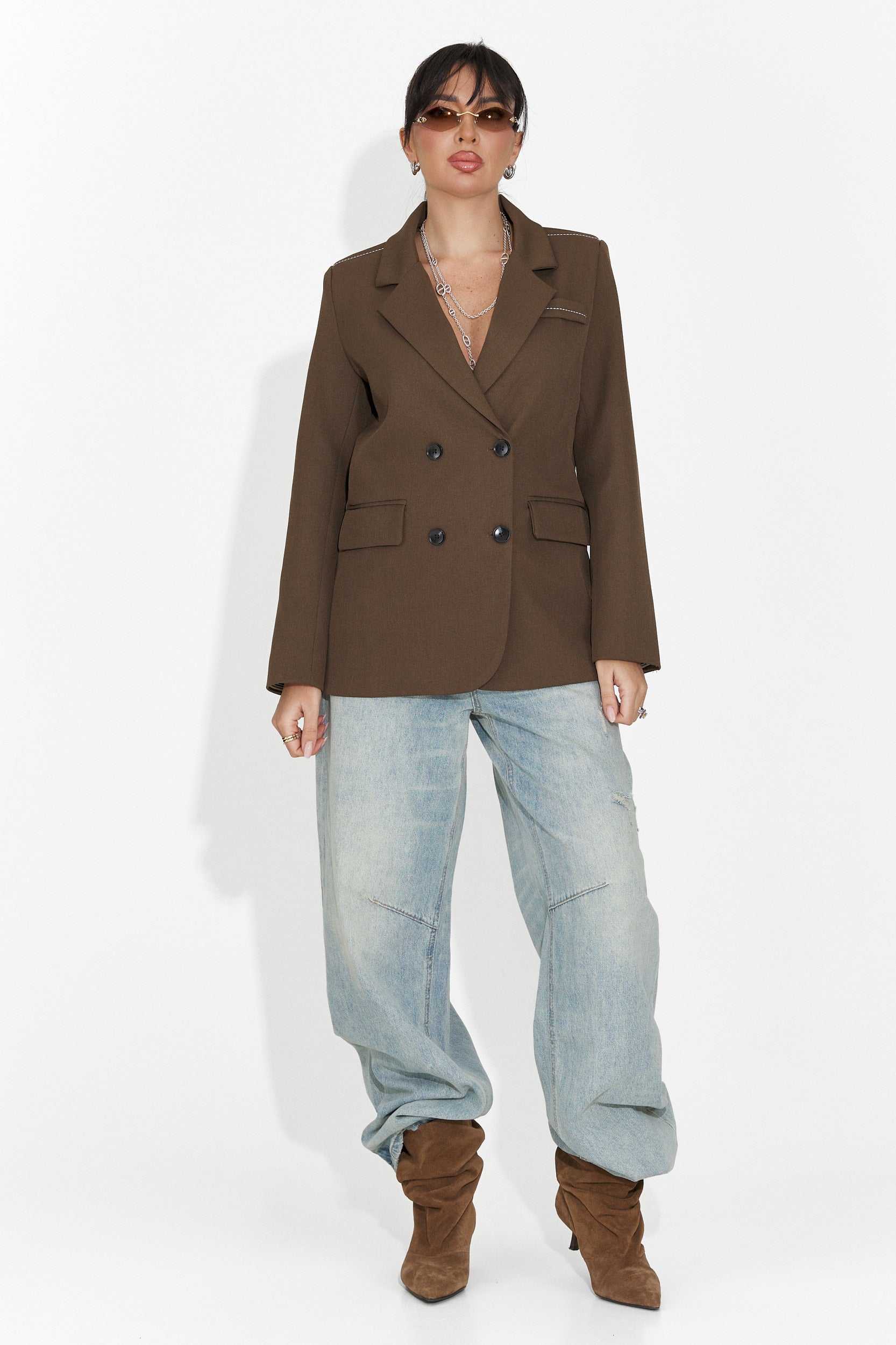 Елегантно дамско сако кафяво Caleiaja Bogas