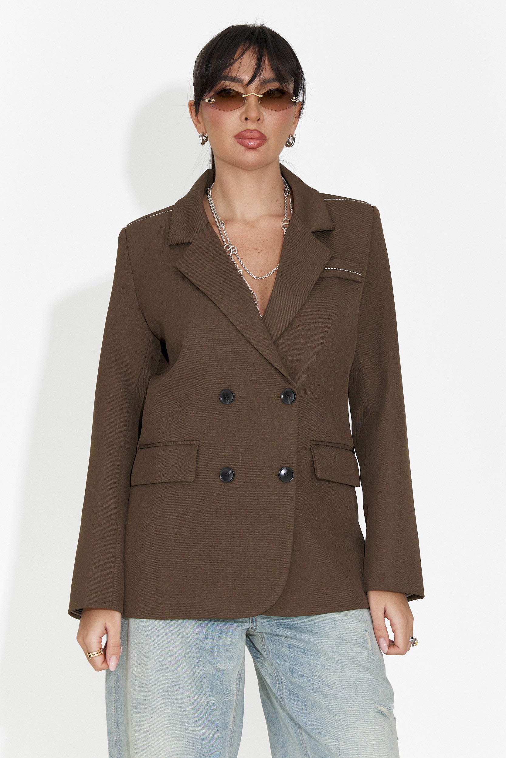 Елегантно дамско сако кафяво Caleiaja Bogas