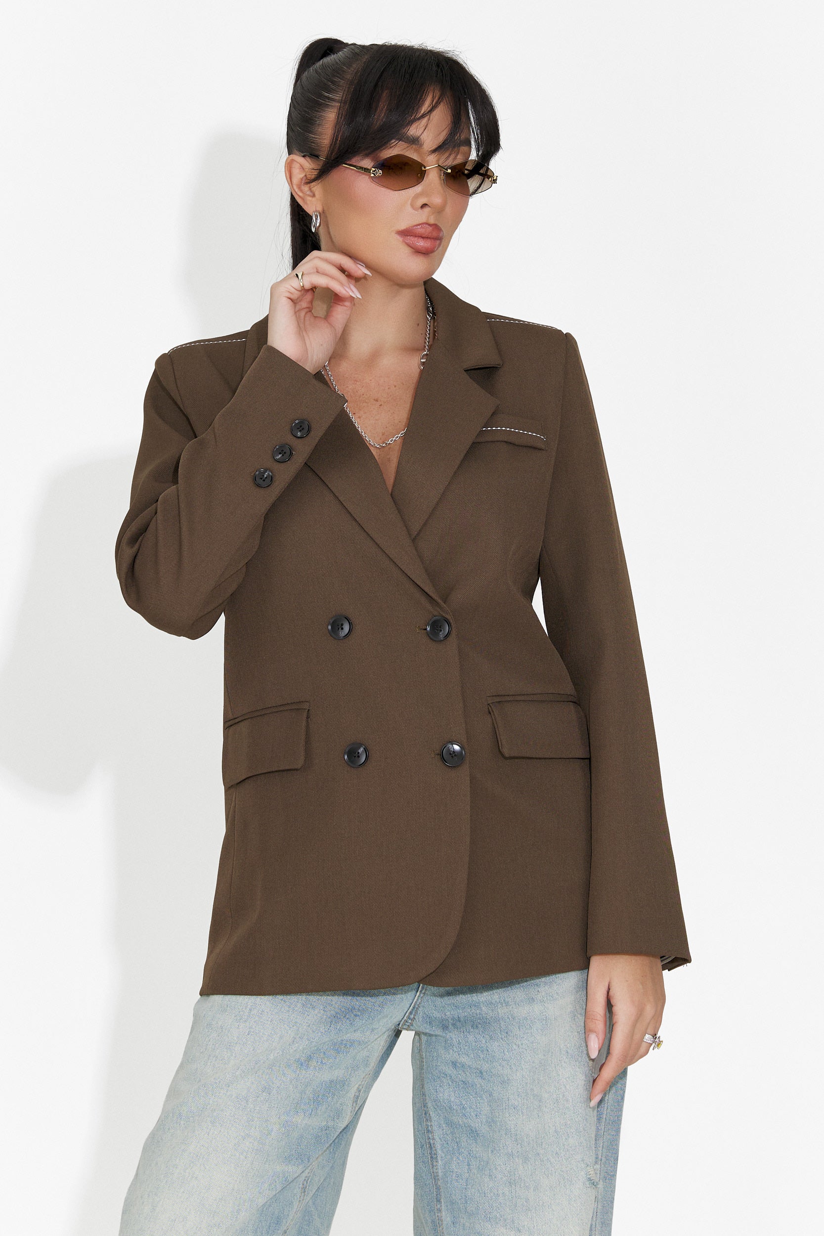 Елегантно дамско сако в кафяво Caleiaja Bogas