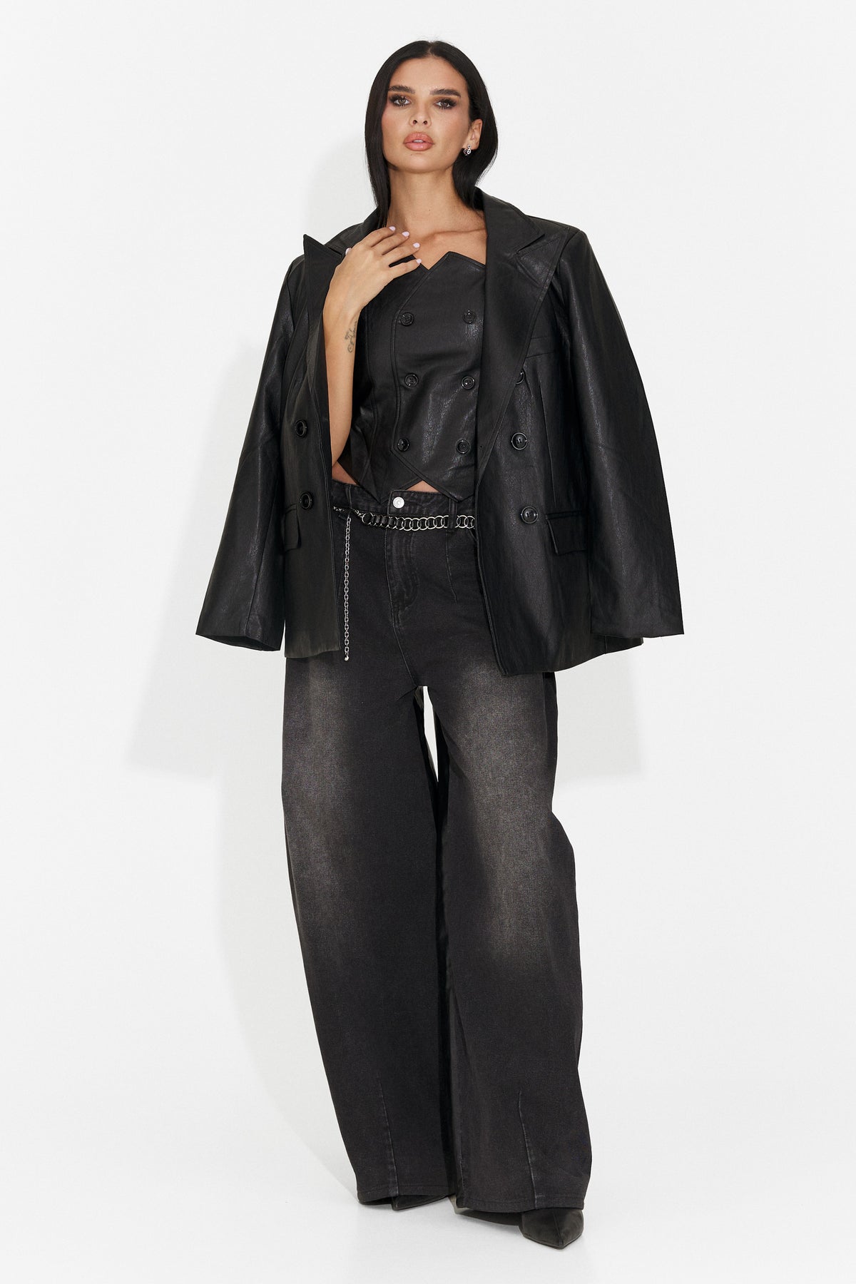 Sacou elegant negru Kavomisa Bogas
