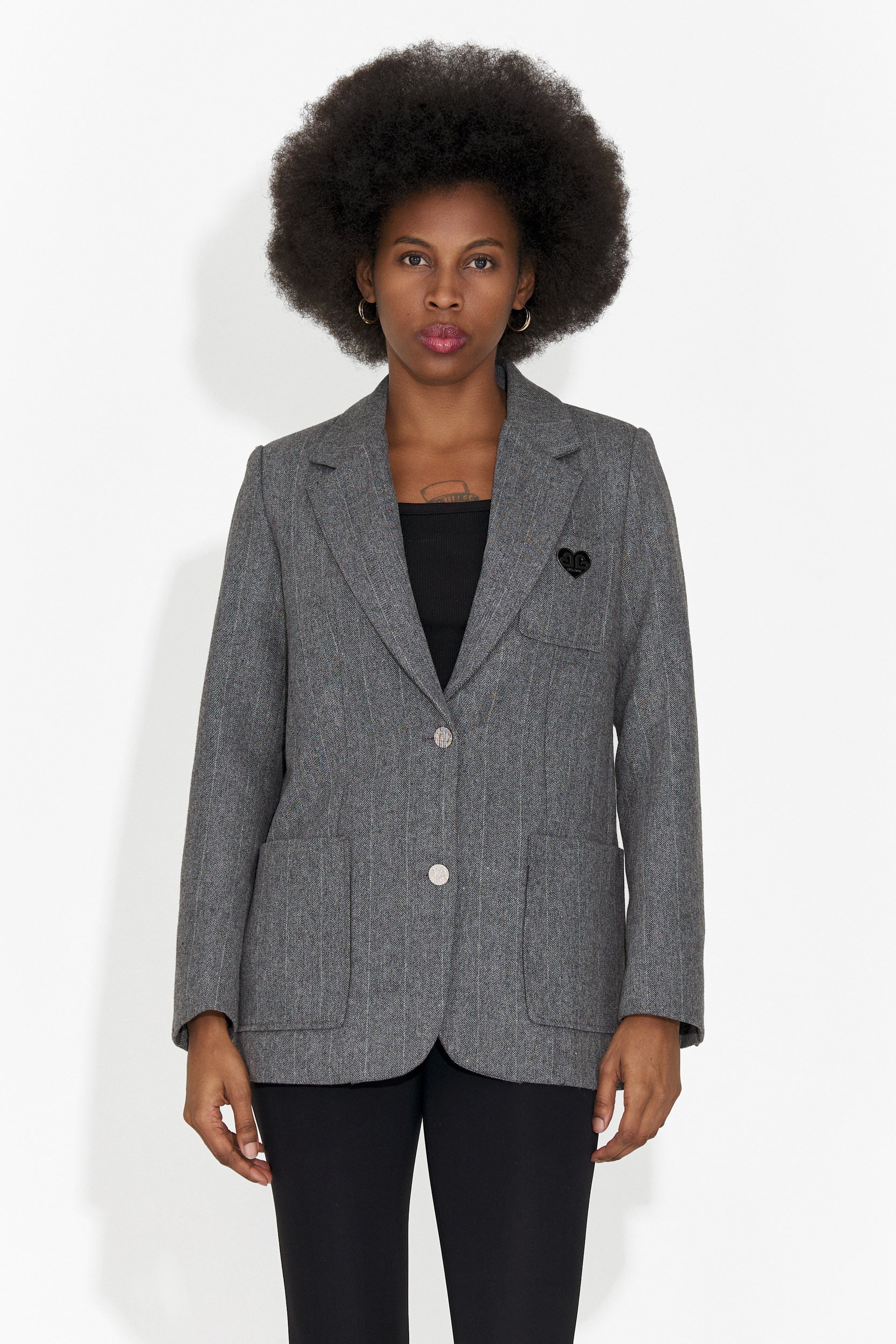 Елегантно сиво вълнено яке Андела Богас