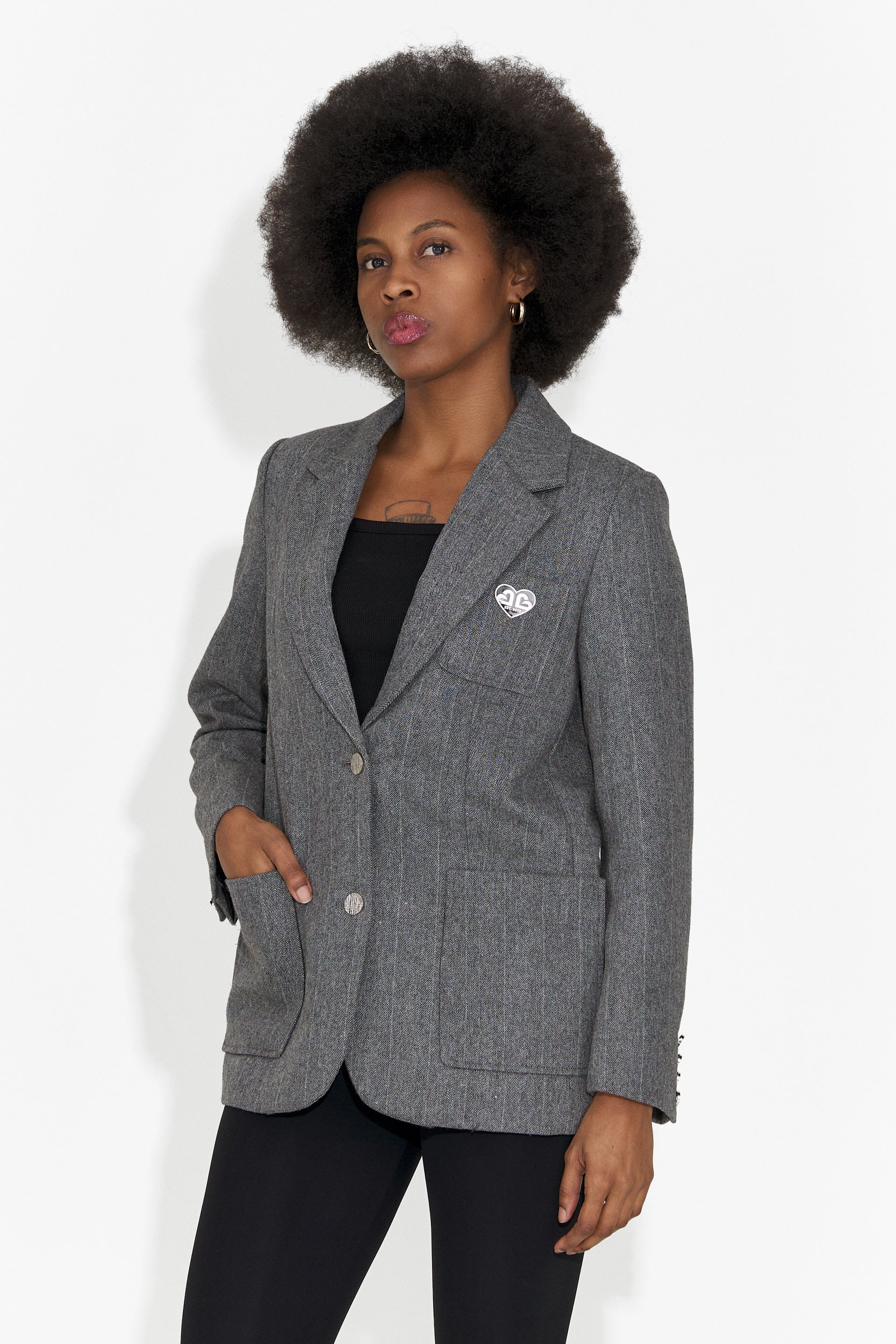Елегантно сиво сако от плат Andela Bogas