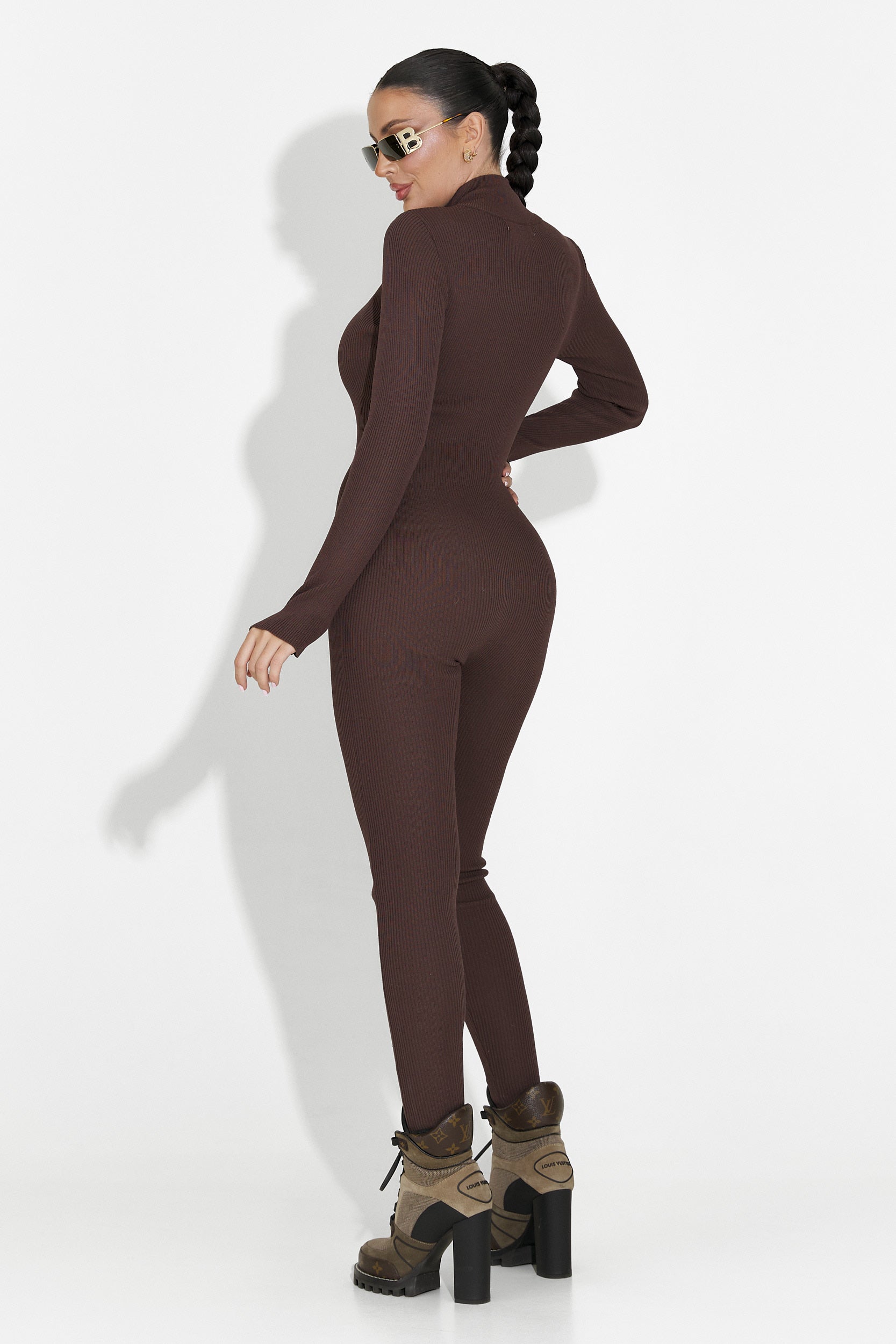 Кафяв дамски кежуал комбинезон Elivra Bogas