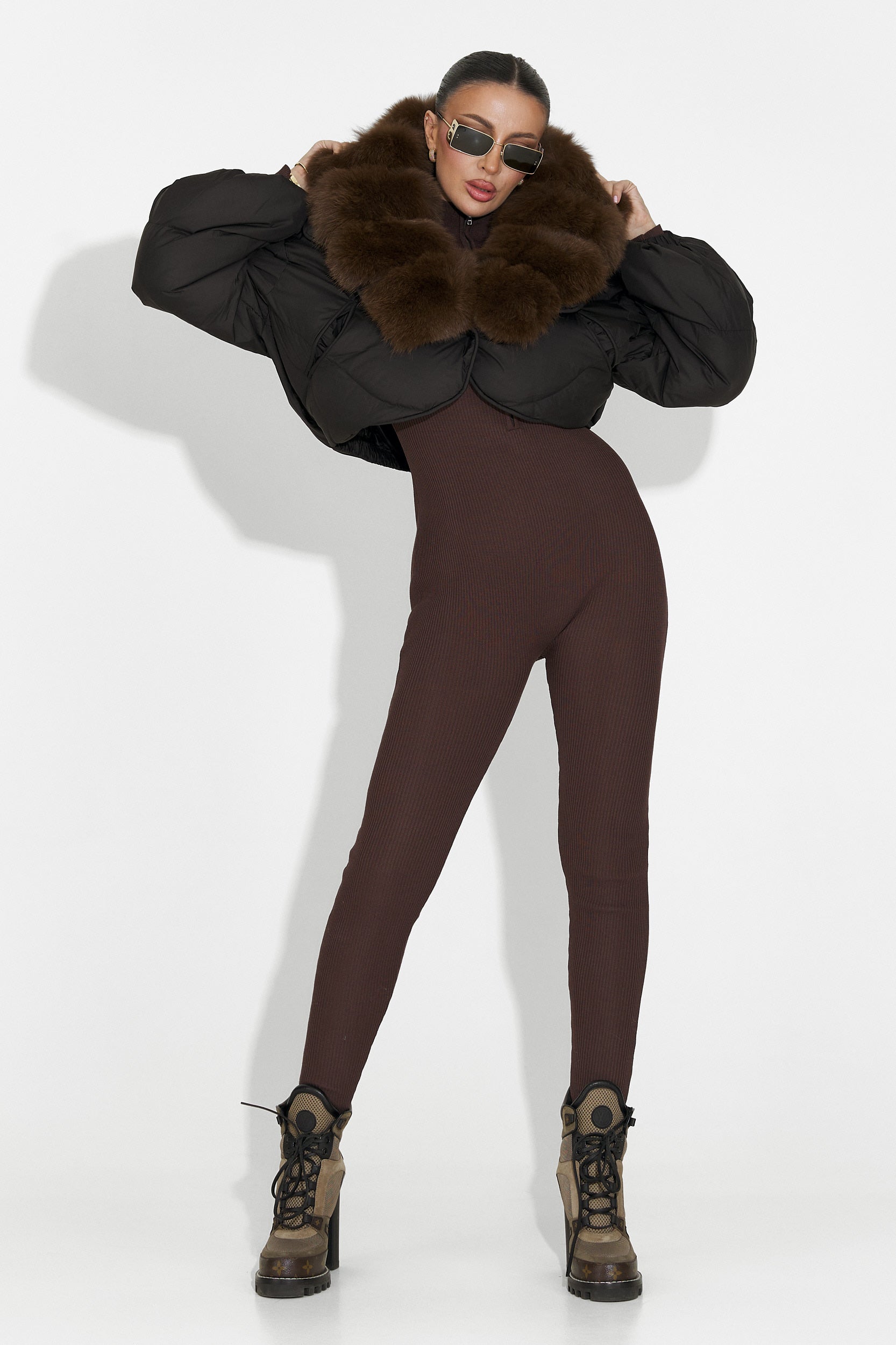 Кафяв дамски кежуал комбинезон Elivra Bogas