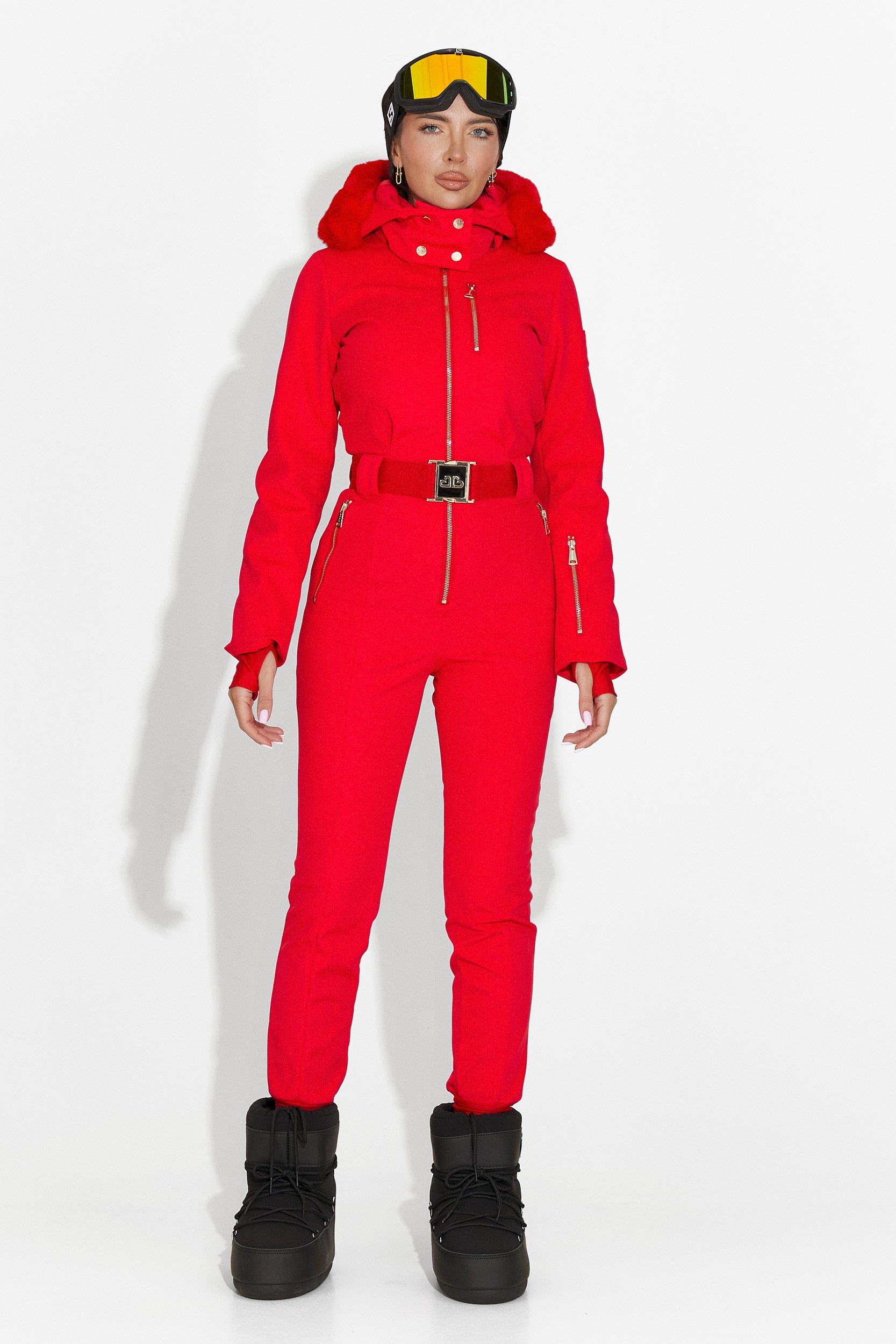 Червен ежедневен ски гащеризон Frosina Bogas