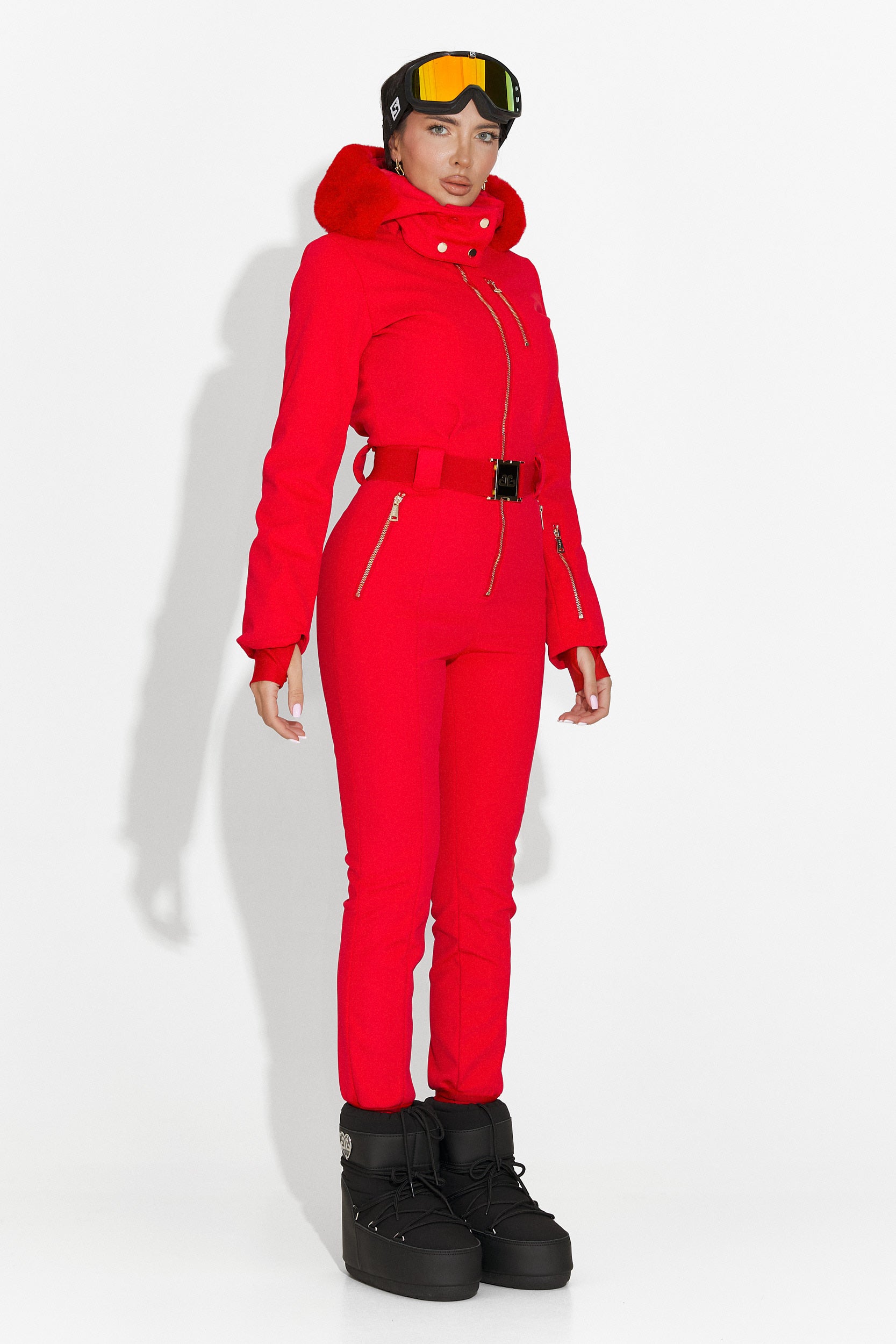 Червен ежедневен ски гащеризон Frosina Bogas