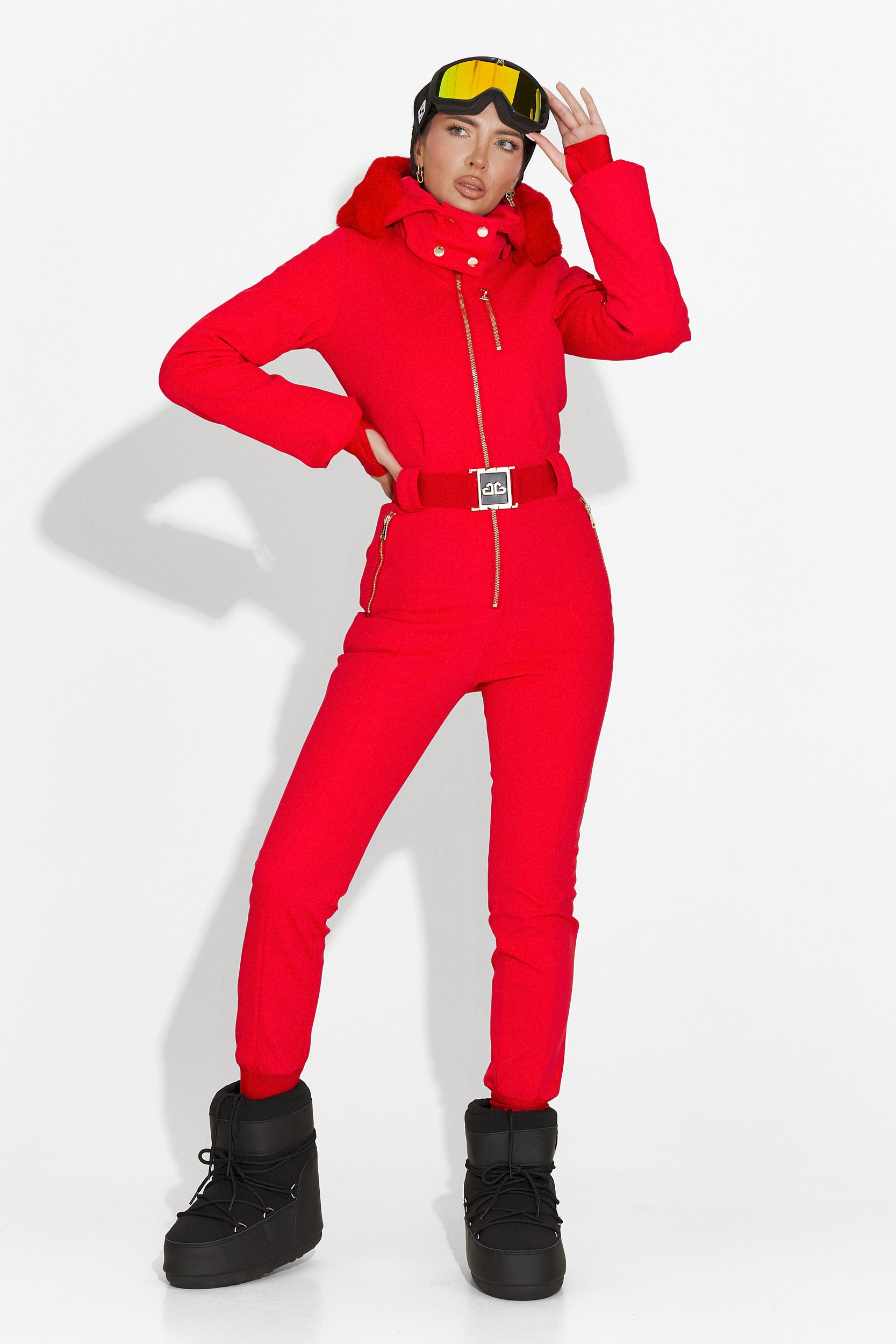 Червен ежедневен ски гащеризон Frosina Bogas