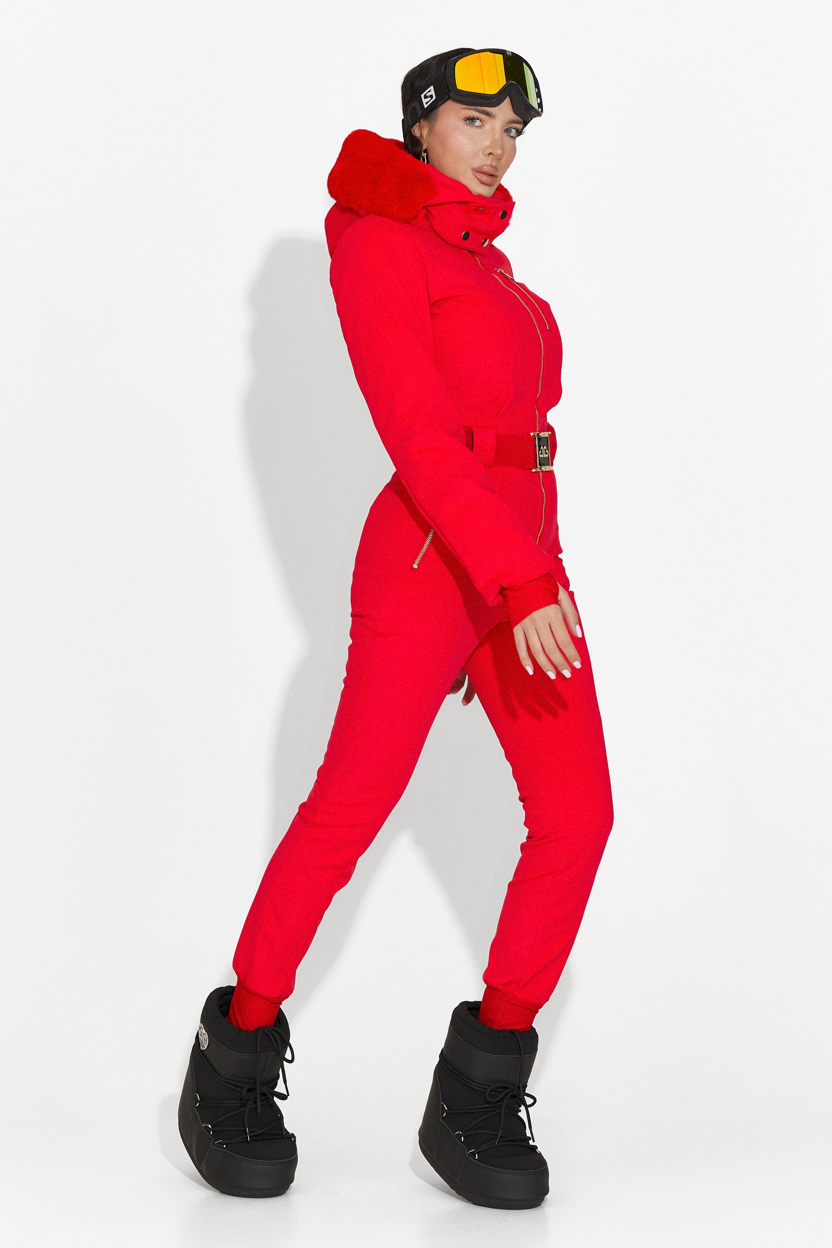 Червен ежедневен ски гащеризон Frosina Bogas