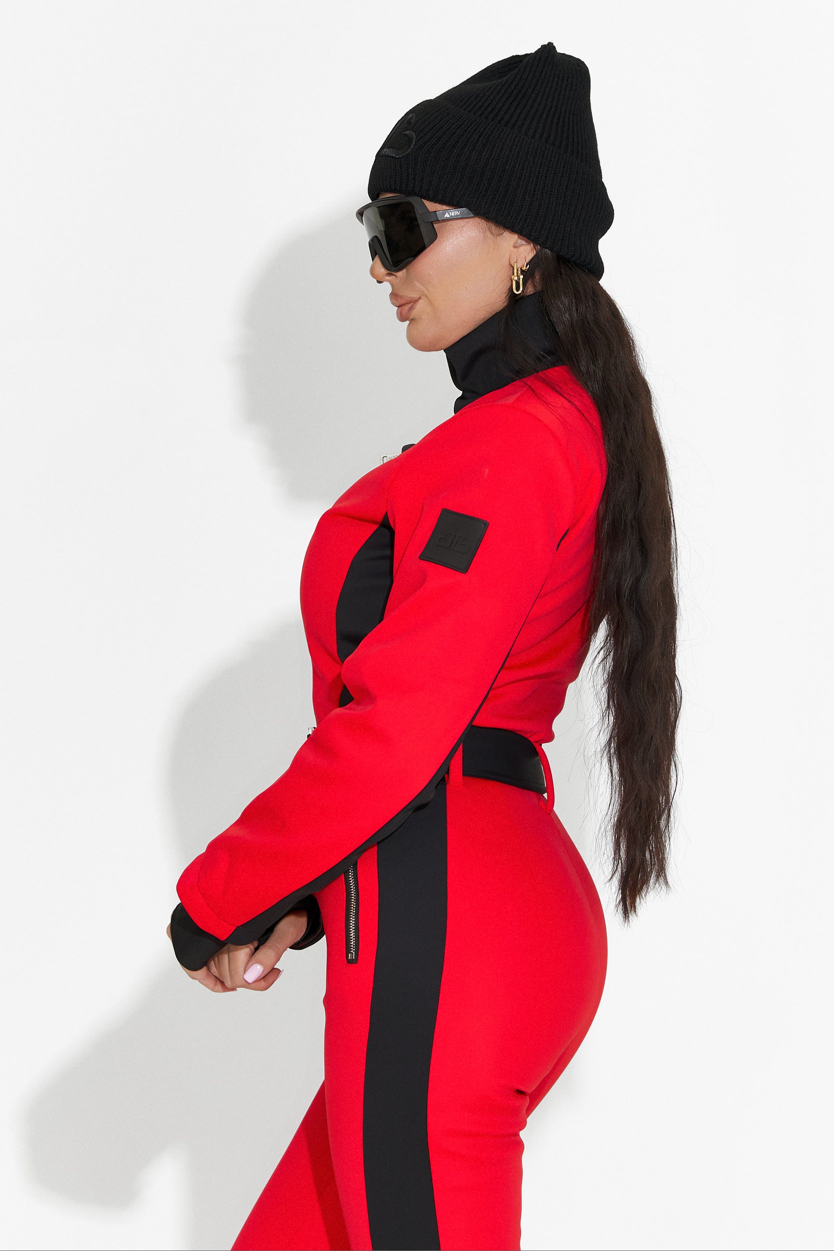 Червен ежедневен ски гащеризон Oliviene Bogas