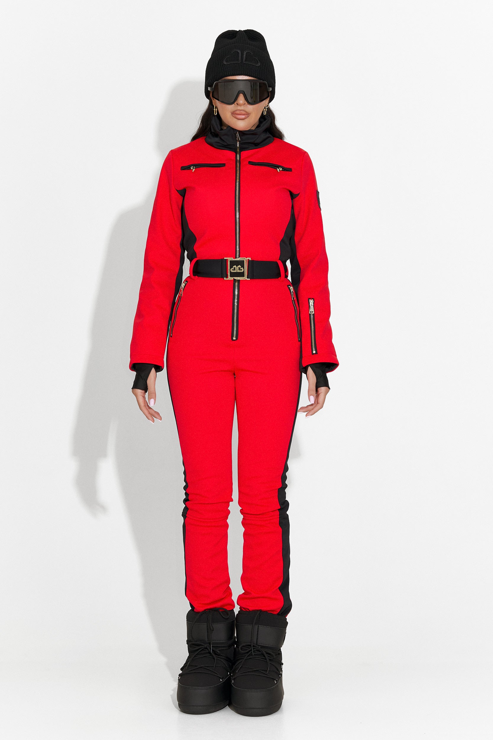 Червен ежедневен ски гащеризон Oliviene Bogas