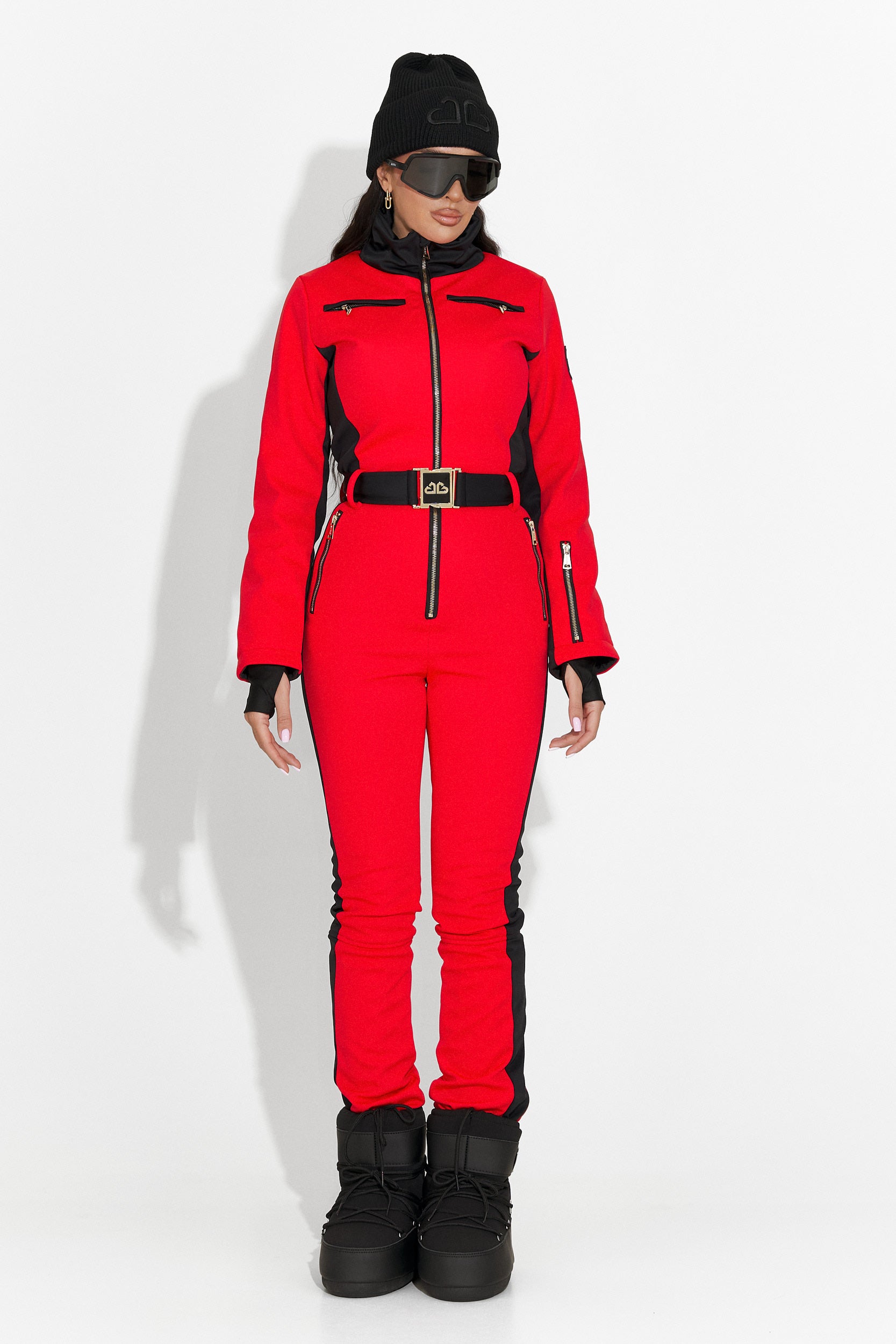 Червен ежедневен ски гащеризон Oliviene Bogas