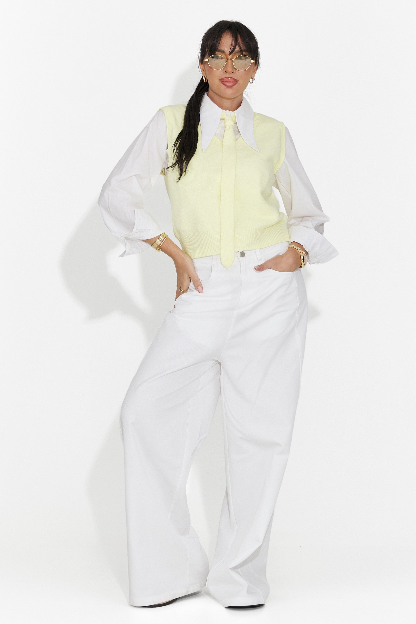 Комплект от 3 части риза + жилетка + жълта вратовръзка Tasiana Bogas