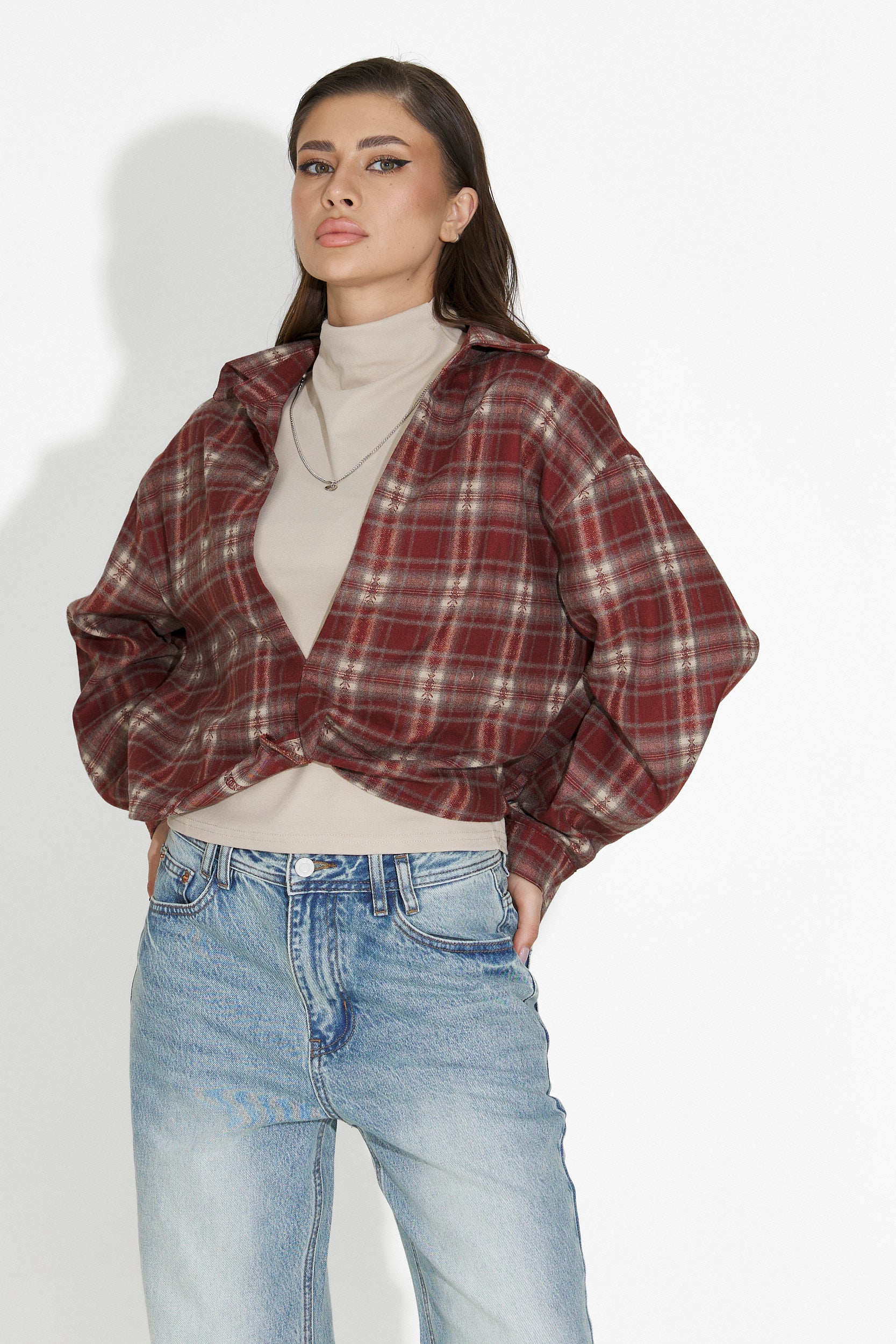 Комплект дамска риза + потник в бордо Noielia Bogas