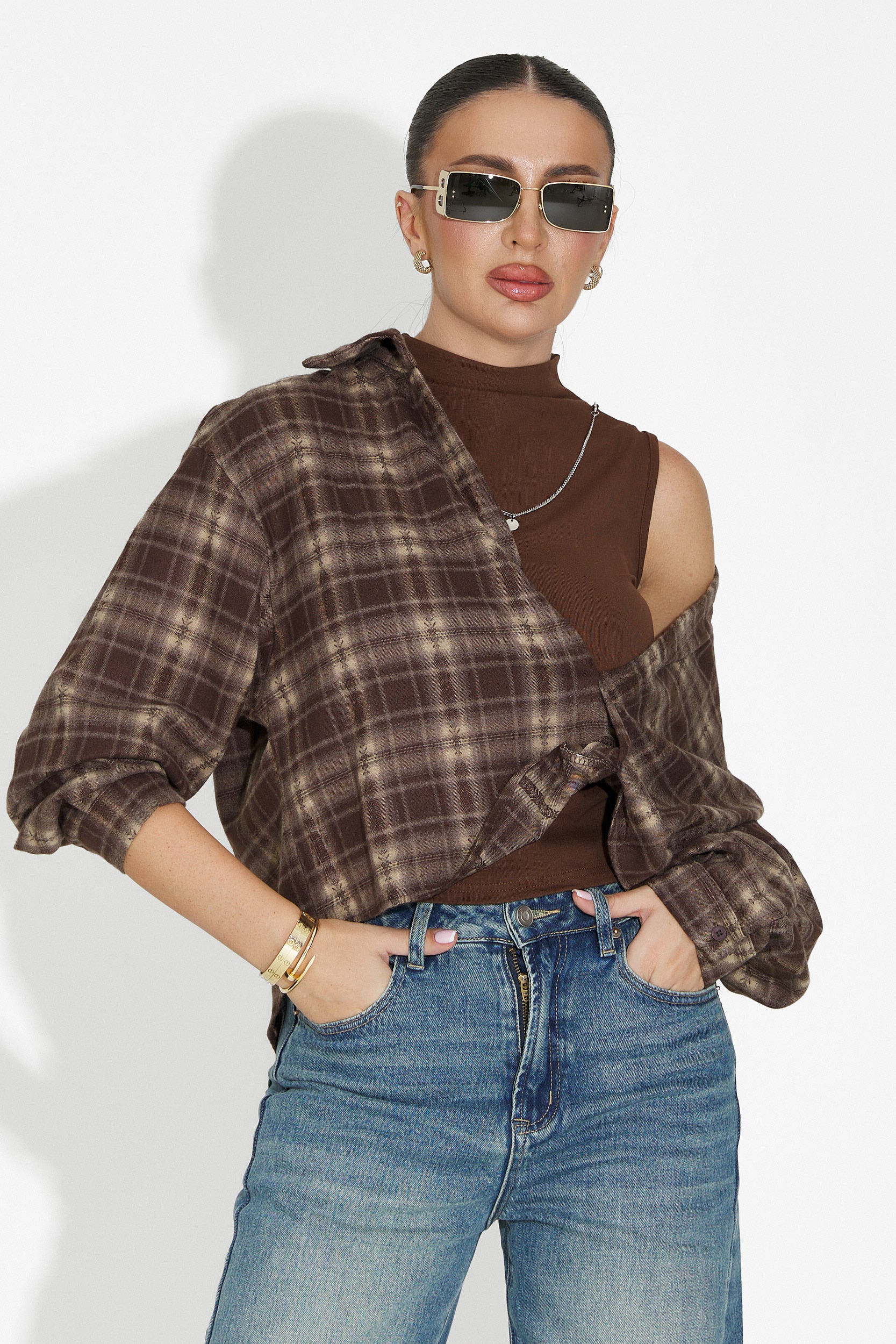 Комплект дамска риза + кафяв потник Noielia Bogas