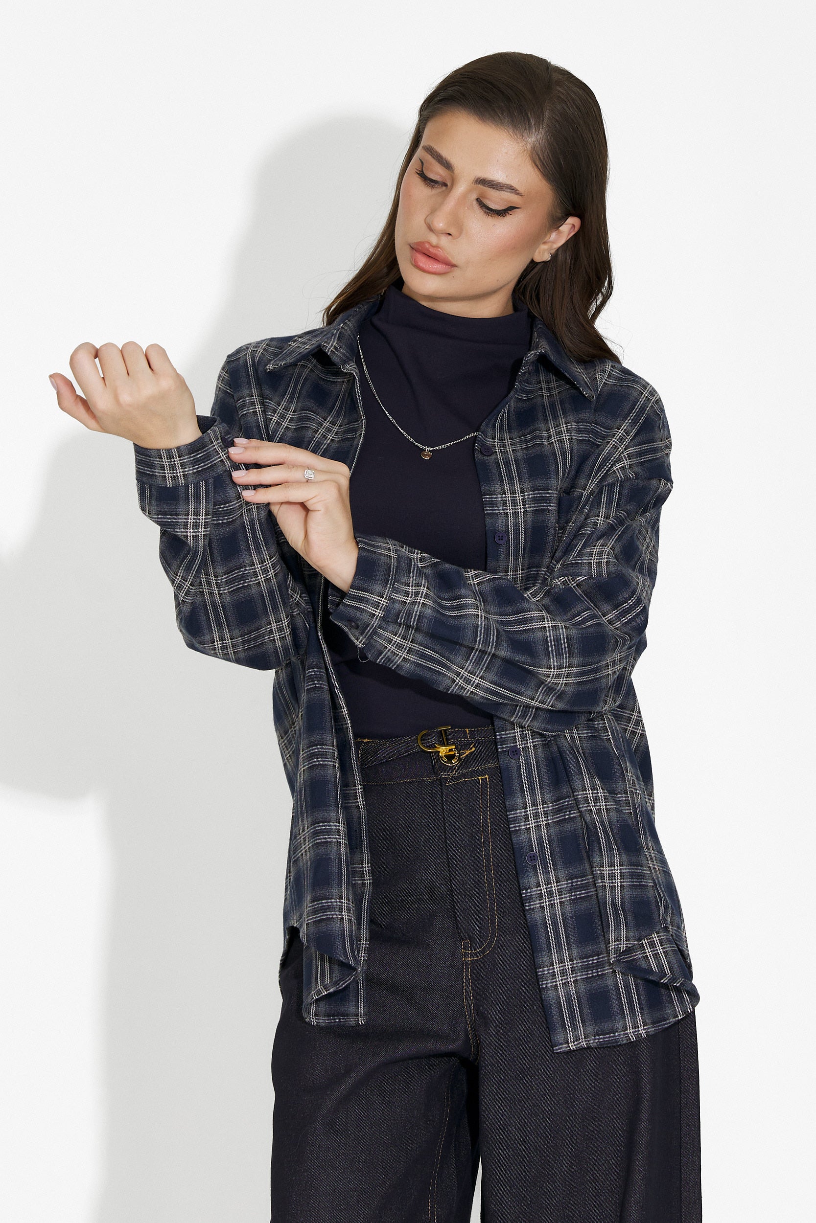 Комплект дамска риза + потник в тъмносиньо Arlete Bogas