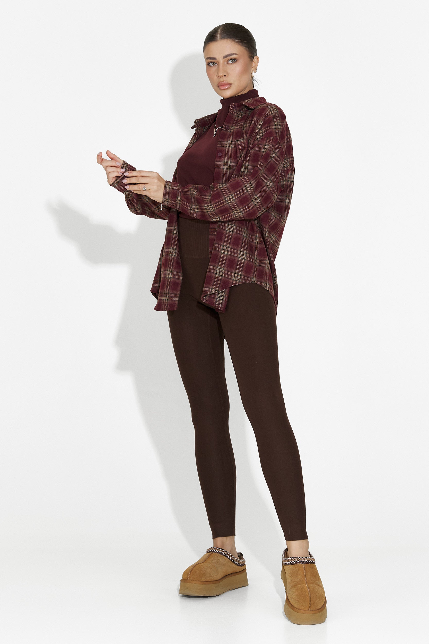 Комплект дамска риза + потник в бордо Arlete Bogas