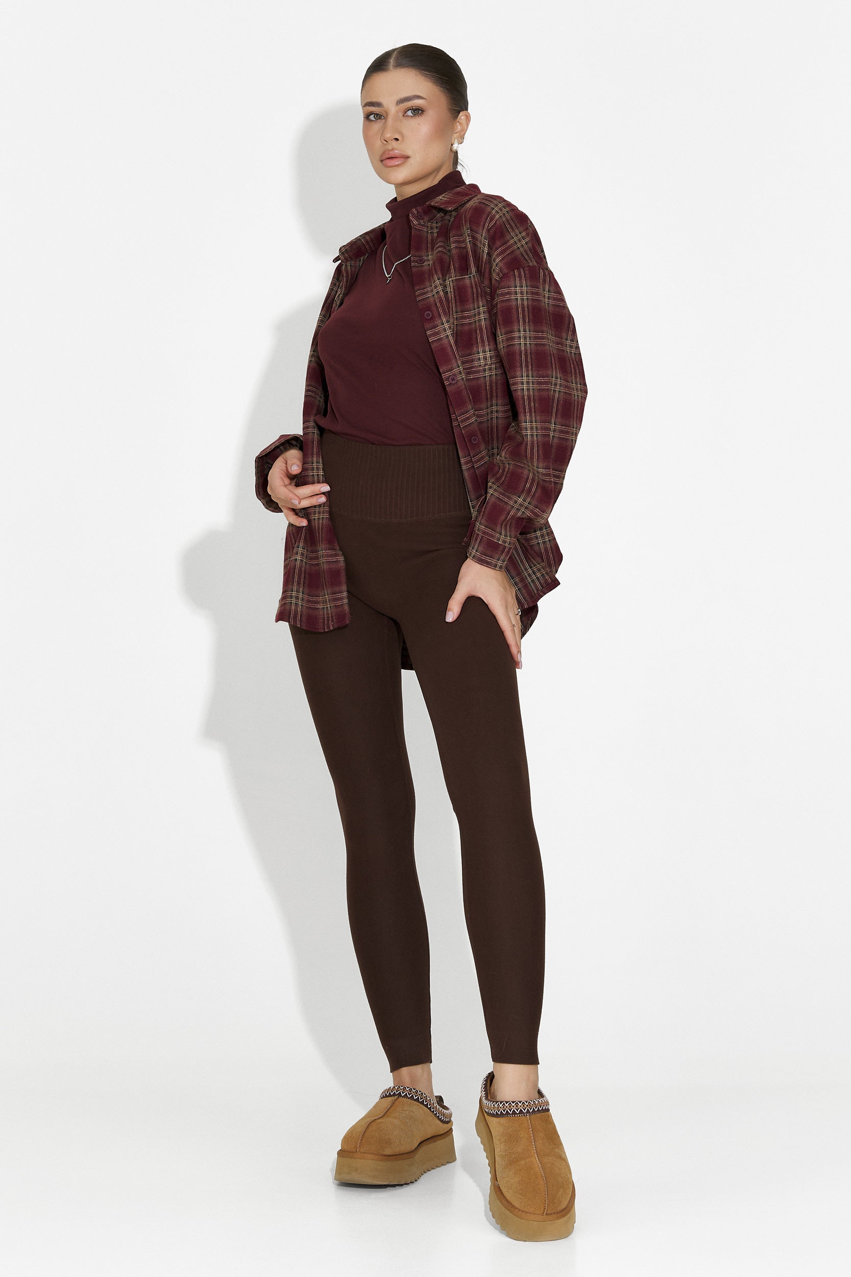 Комплект дамска риза + потник в бордо Arlete Bogas