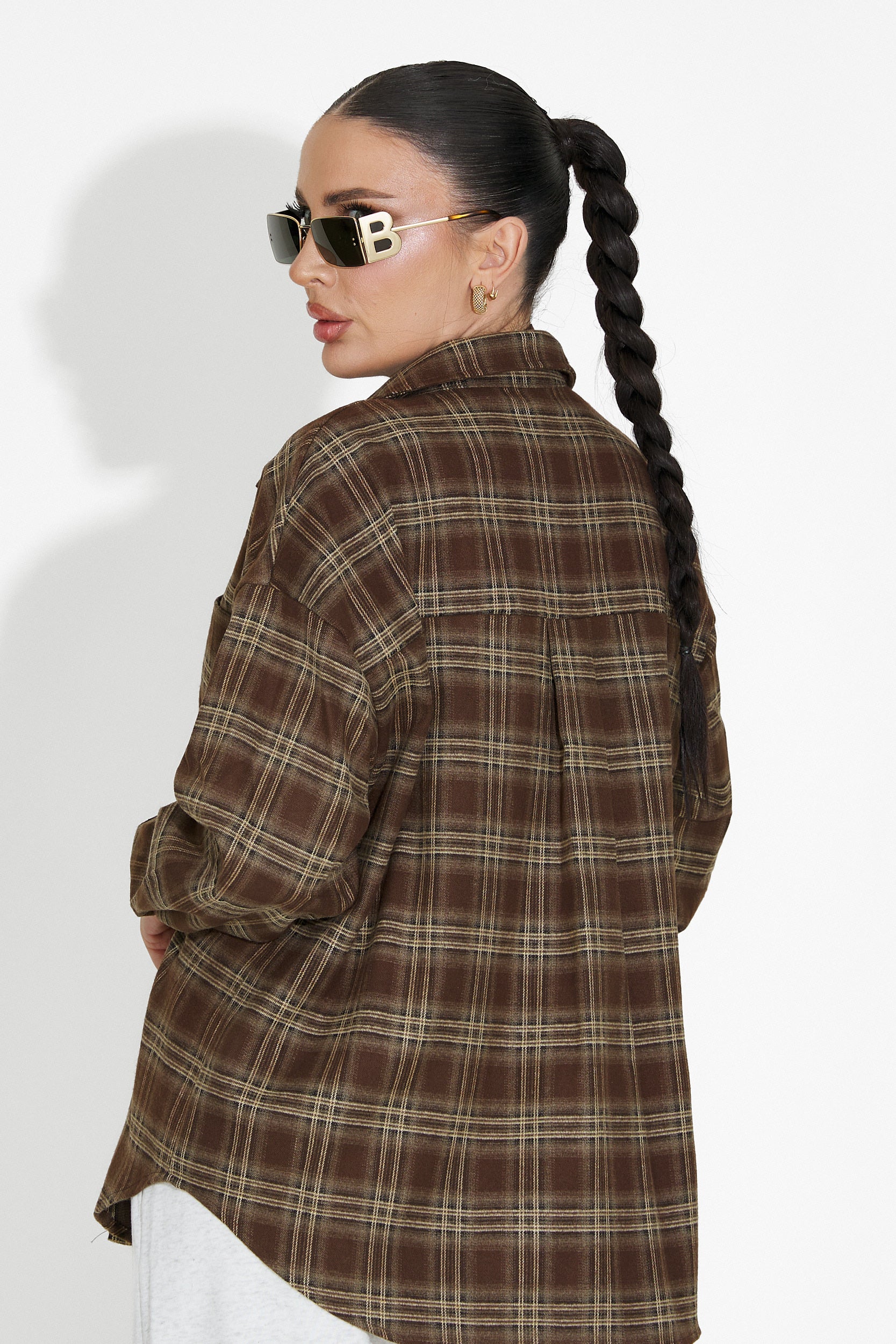 Комплект дамска риза + потник в кафяво Arlete Bogas