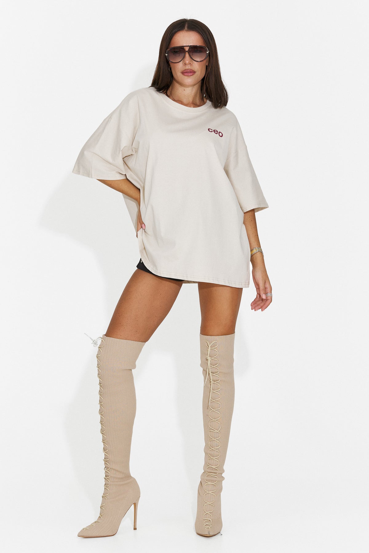 Tricou casual crem Vonenouna Bogas