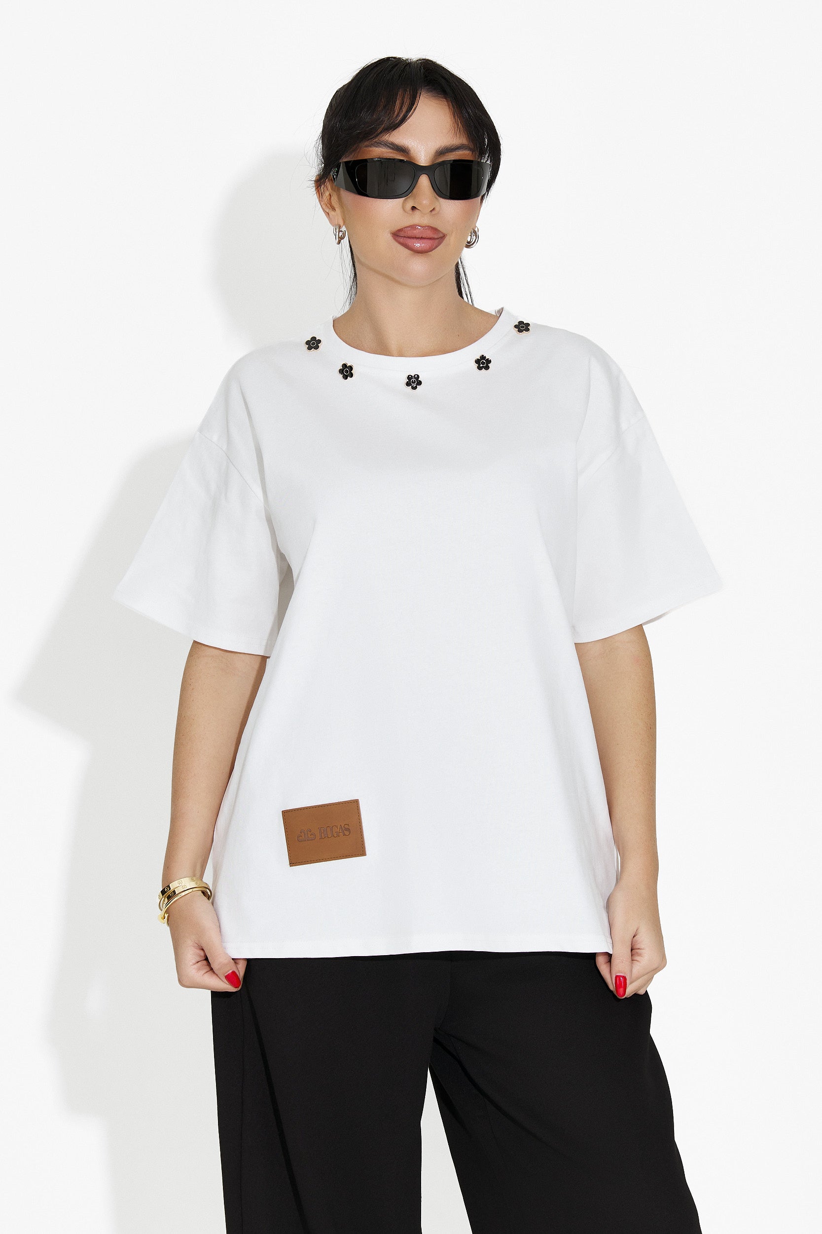 Бял дамски T-shirt за ежедневието Arilea Bogas