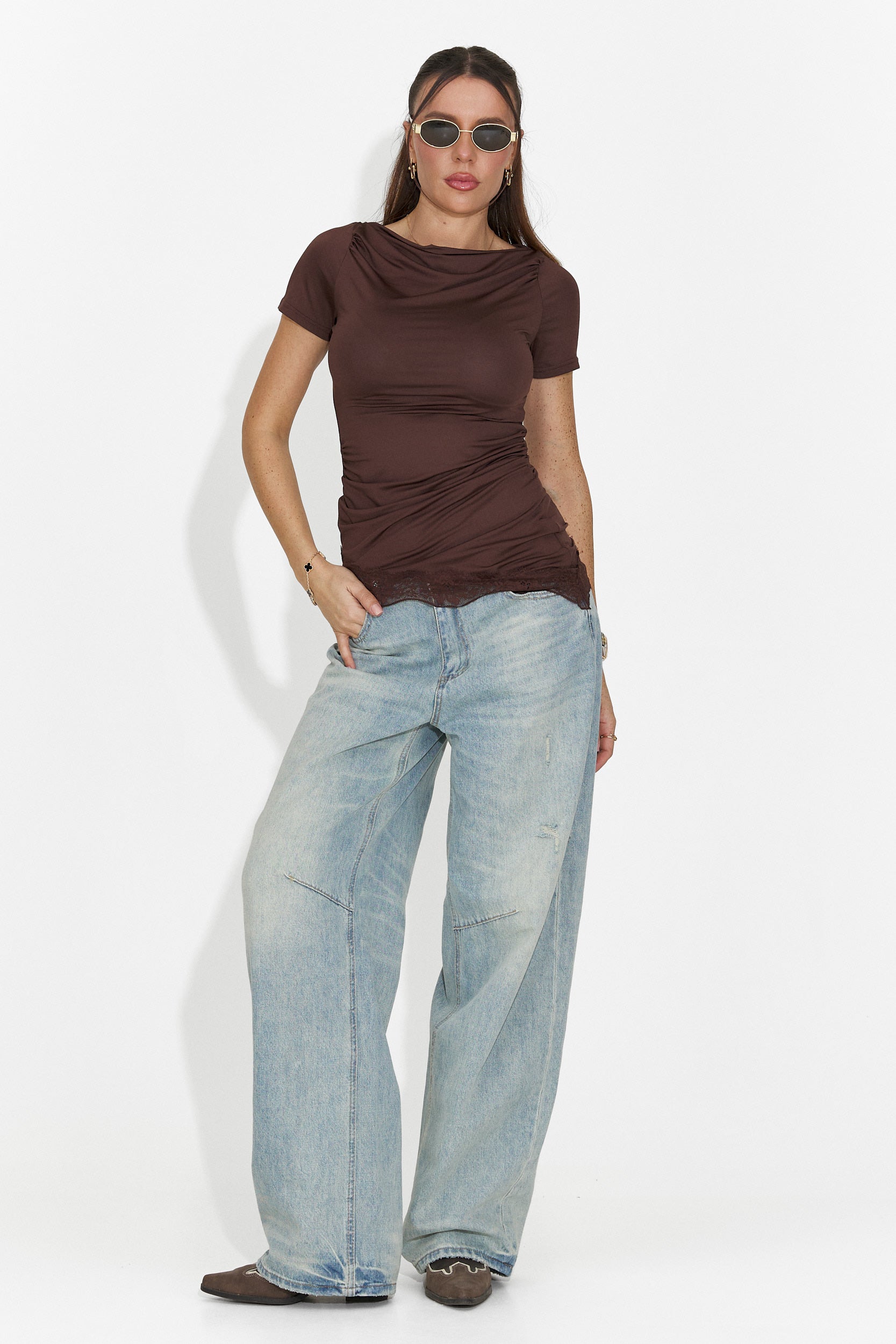 Дамска ежедневна кафява тениска Arkania Bogas