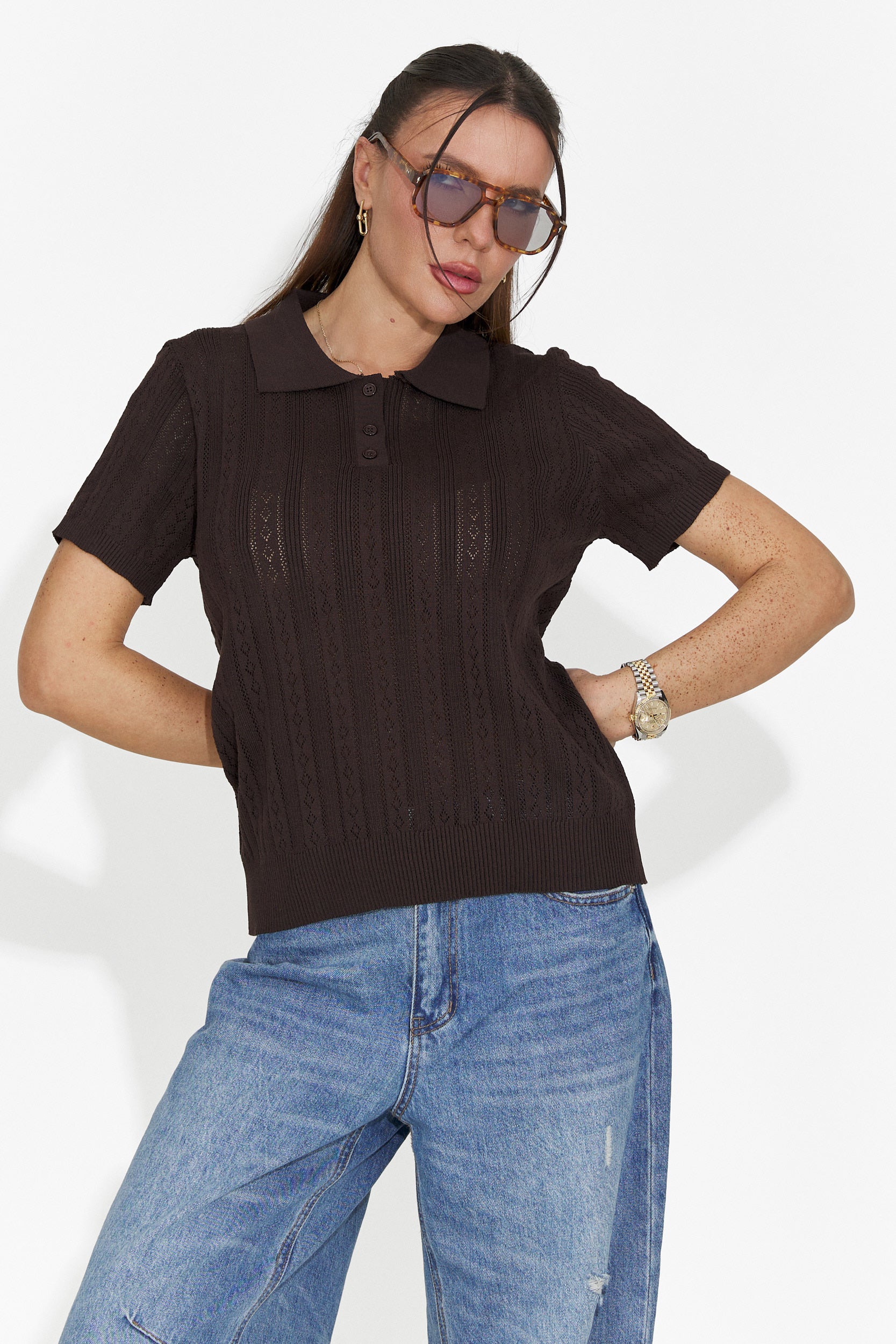 Дамска ежедневна кафява тениска Nerida Bogas