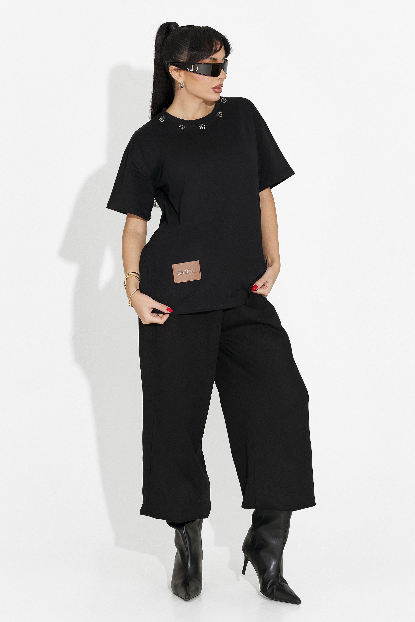 Дамска ежедневна черна тениска Arilea Bogas