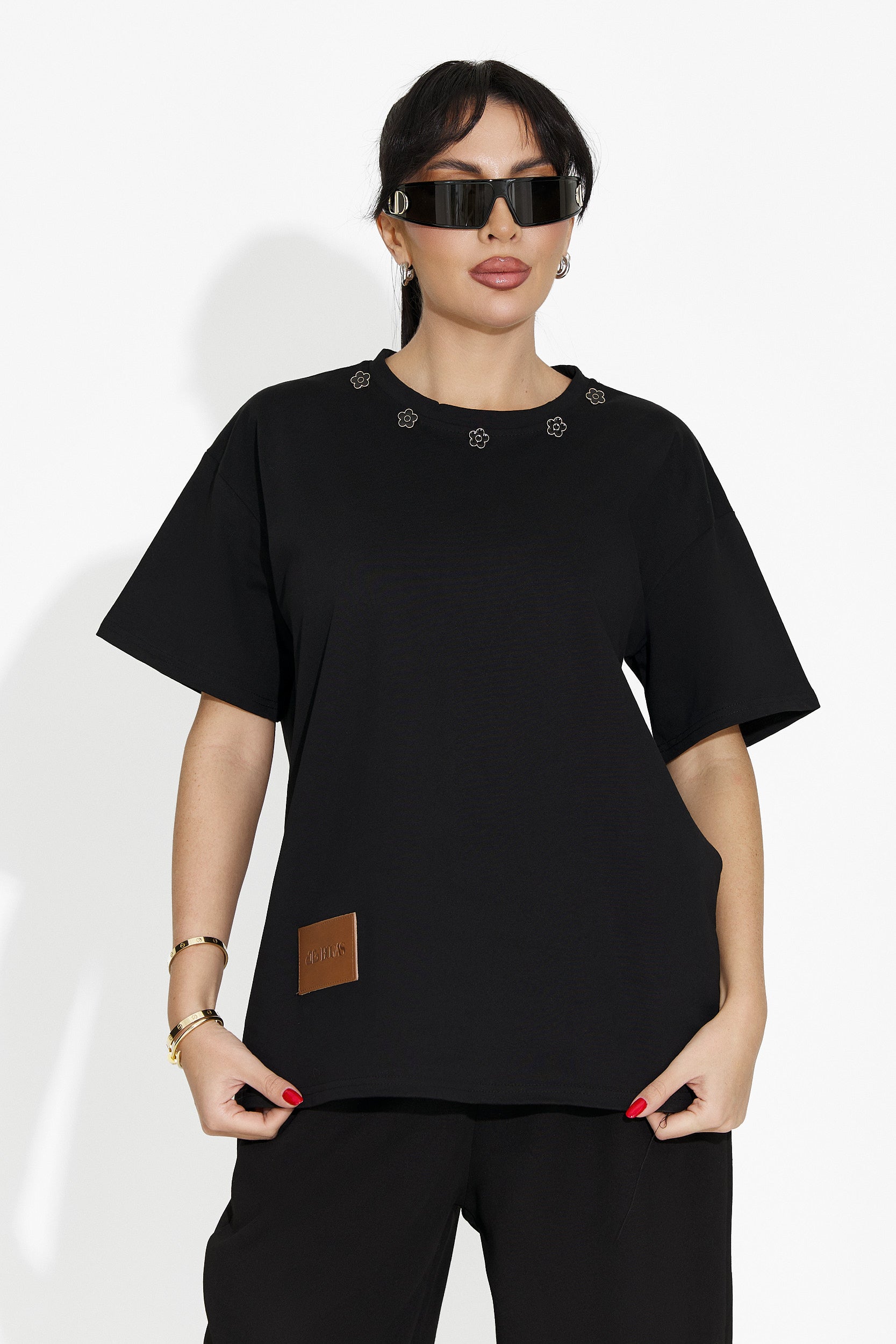 Черен дамски T-shirt за ежедневието Arilea Bogas