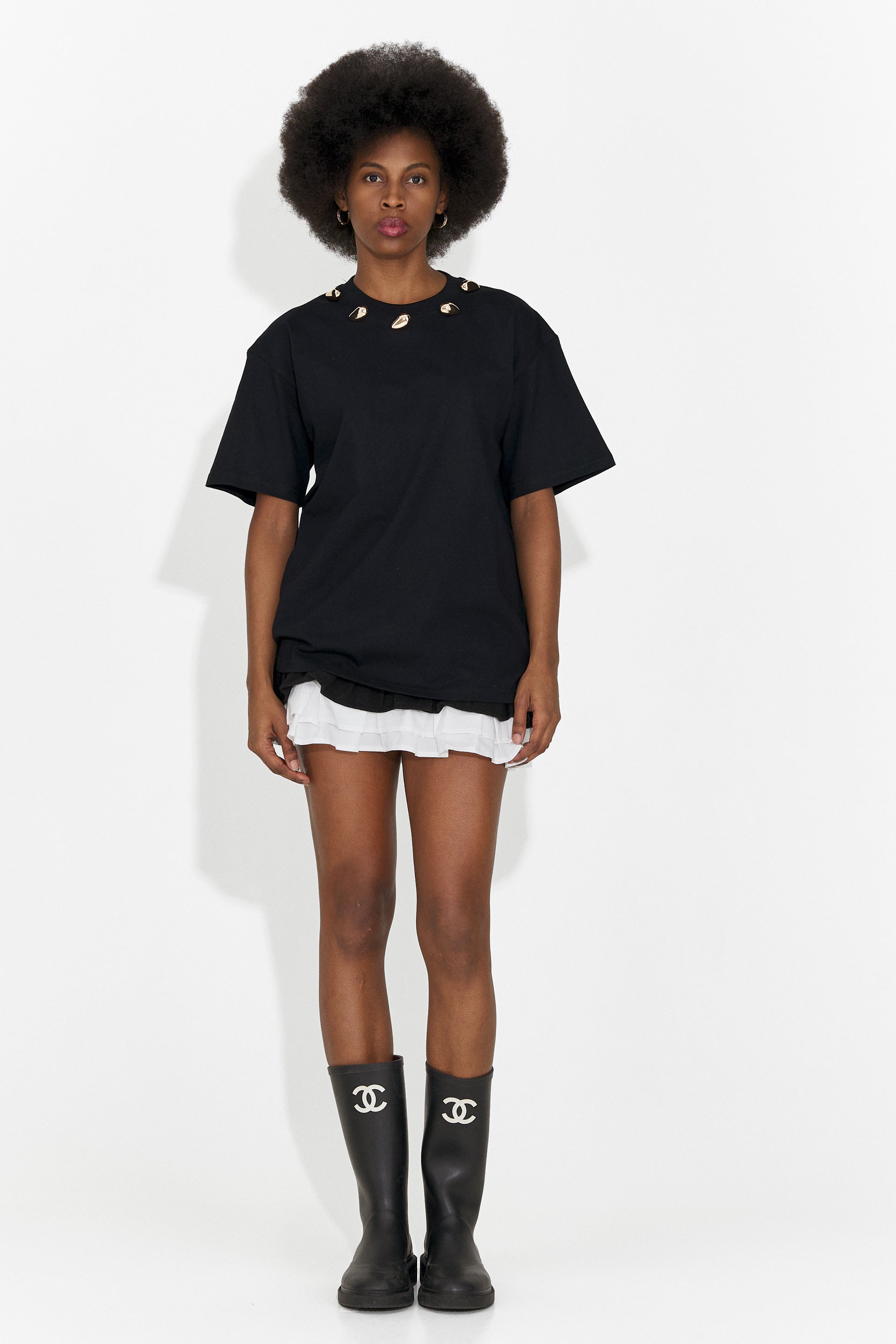 Дамска ежедневна черна тениска Cristelia Bogas