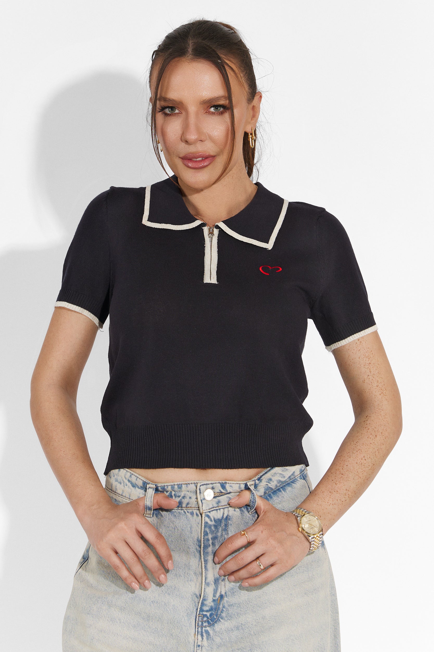 Tricou dama casual negru Peter Bogas