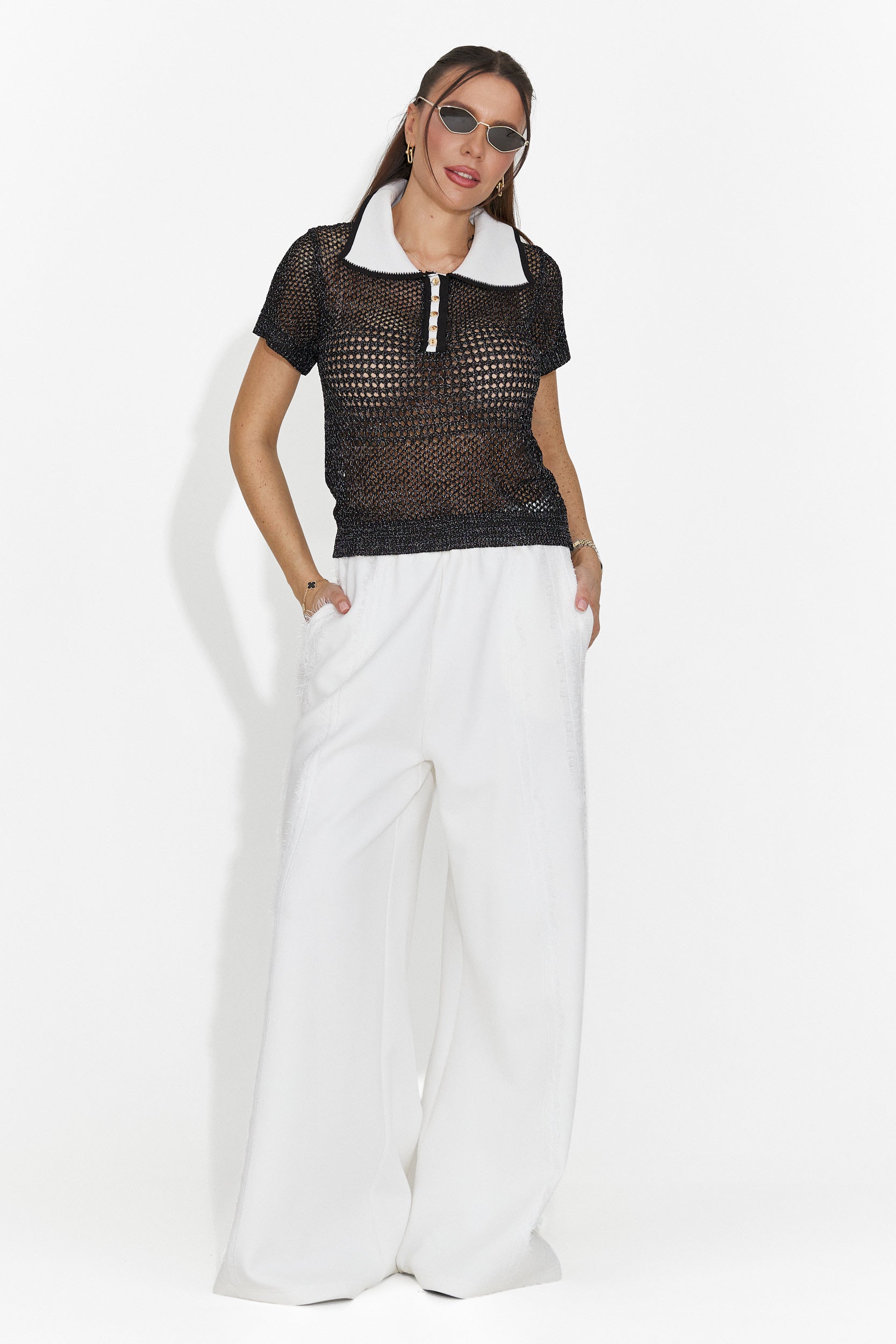 Дамска ежедневна черна тениска Raluka Bogas