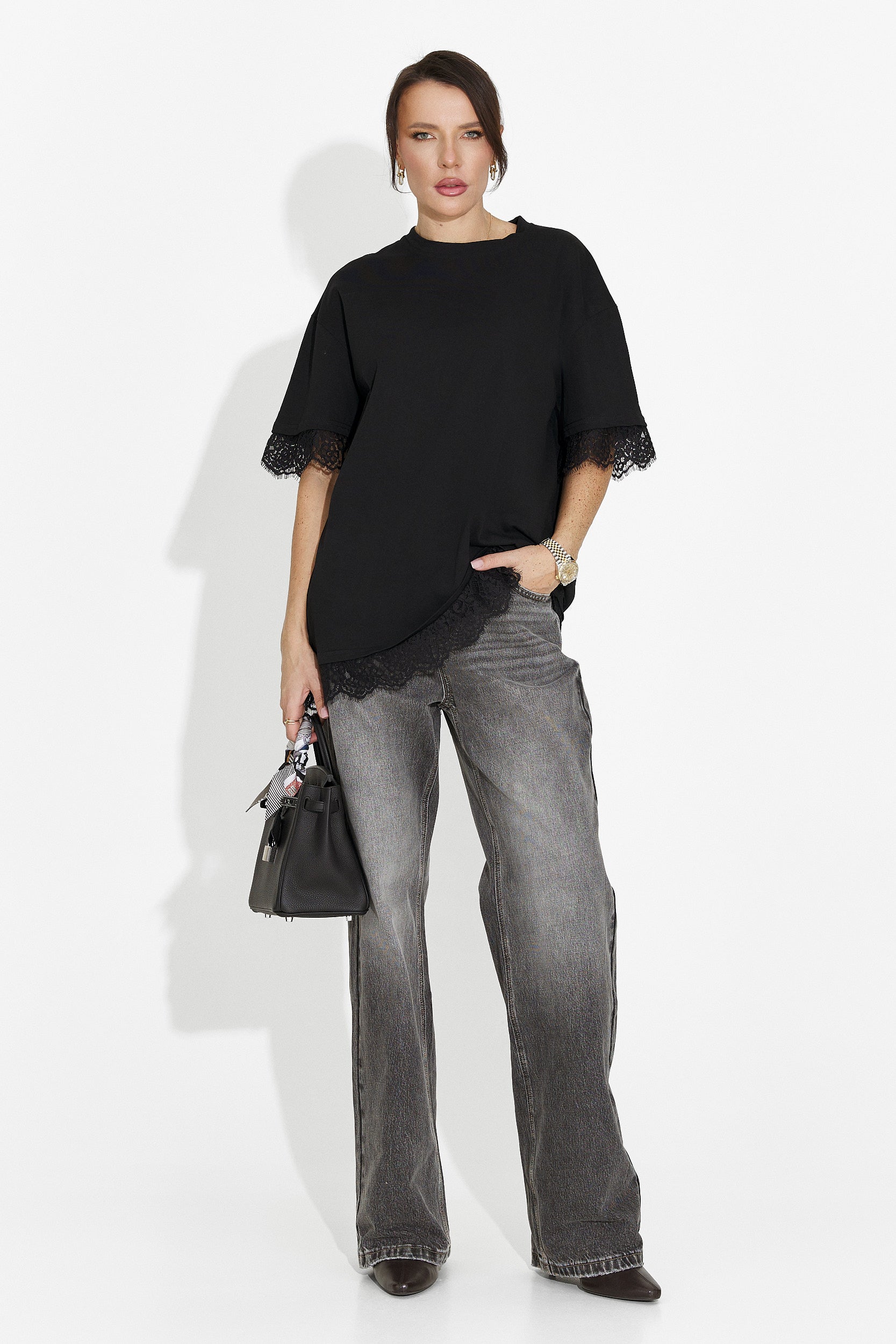 Дамска ежедневна черна тениска Wilda Bogas