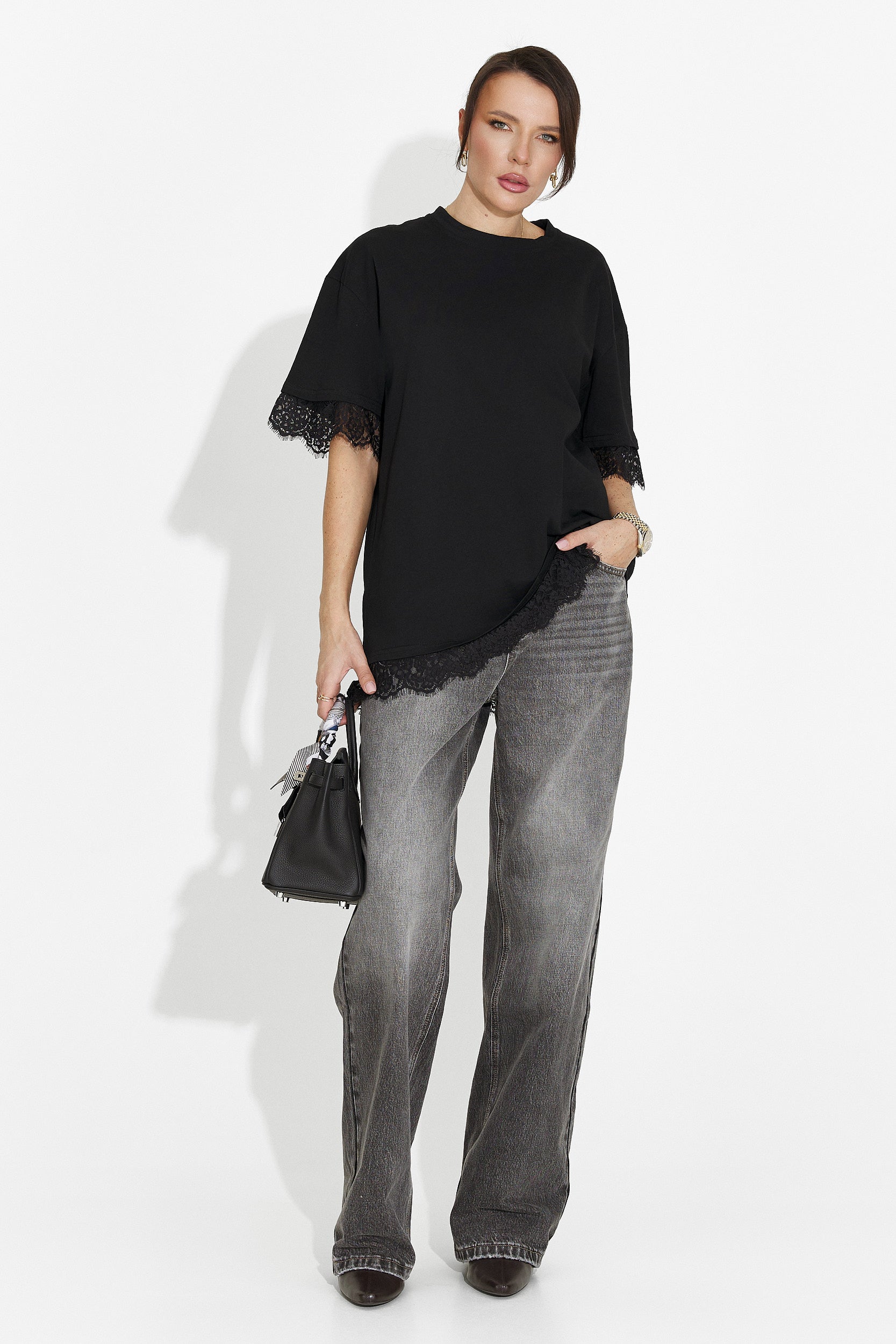 Дамска ежедневна черна тениска Wilda Bogas