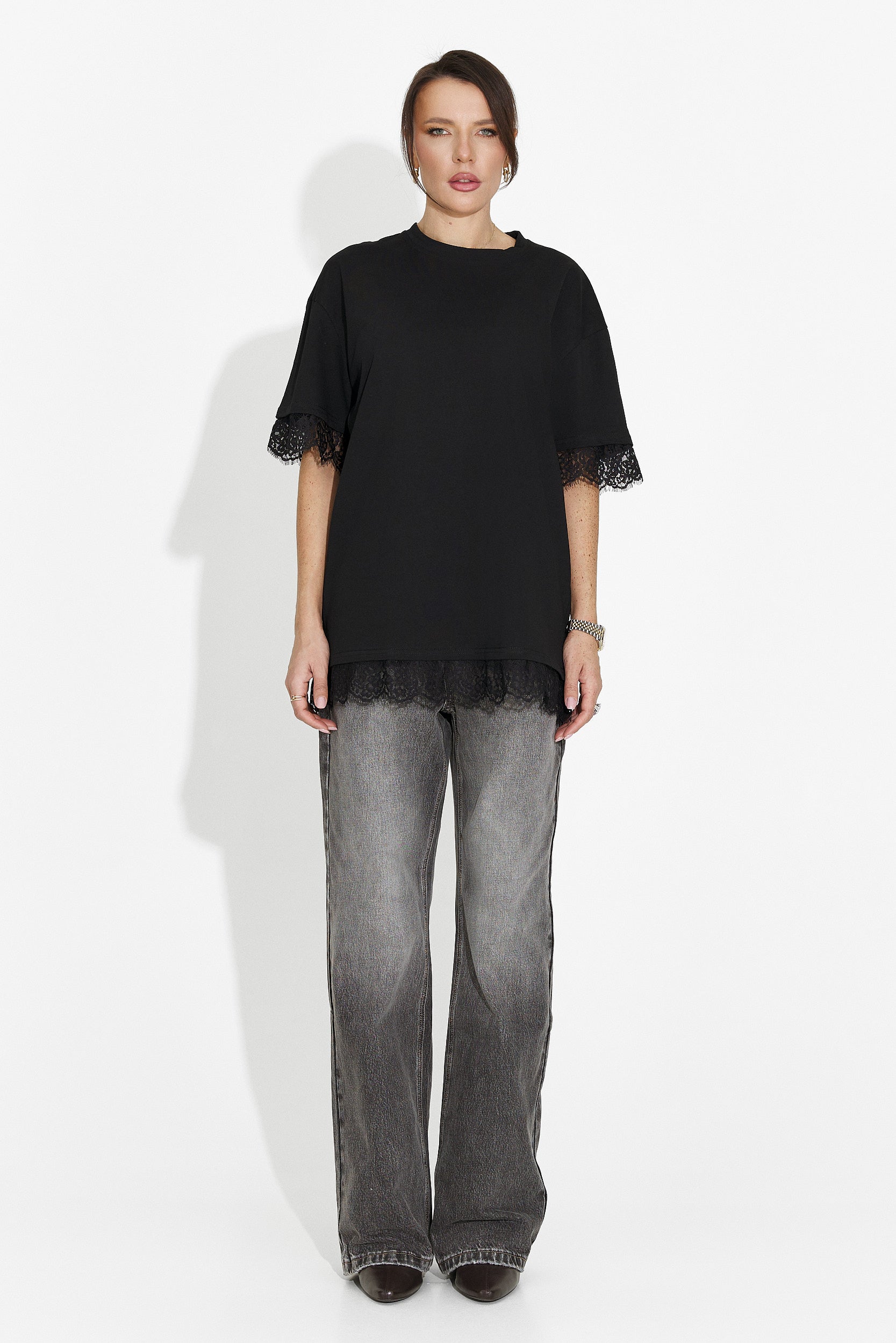 Дамска ежедневна черна тениска Wilda Bogas