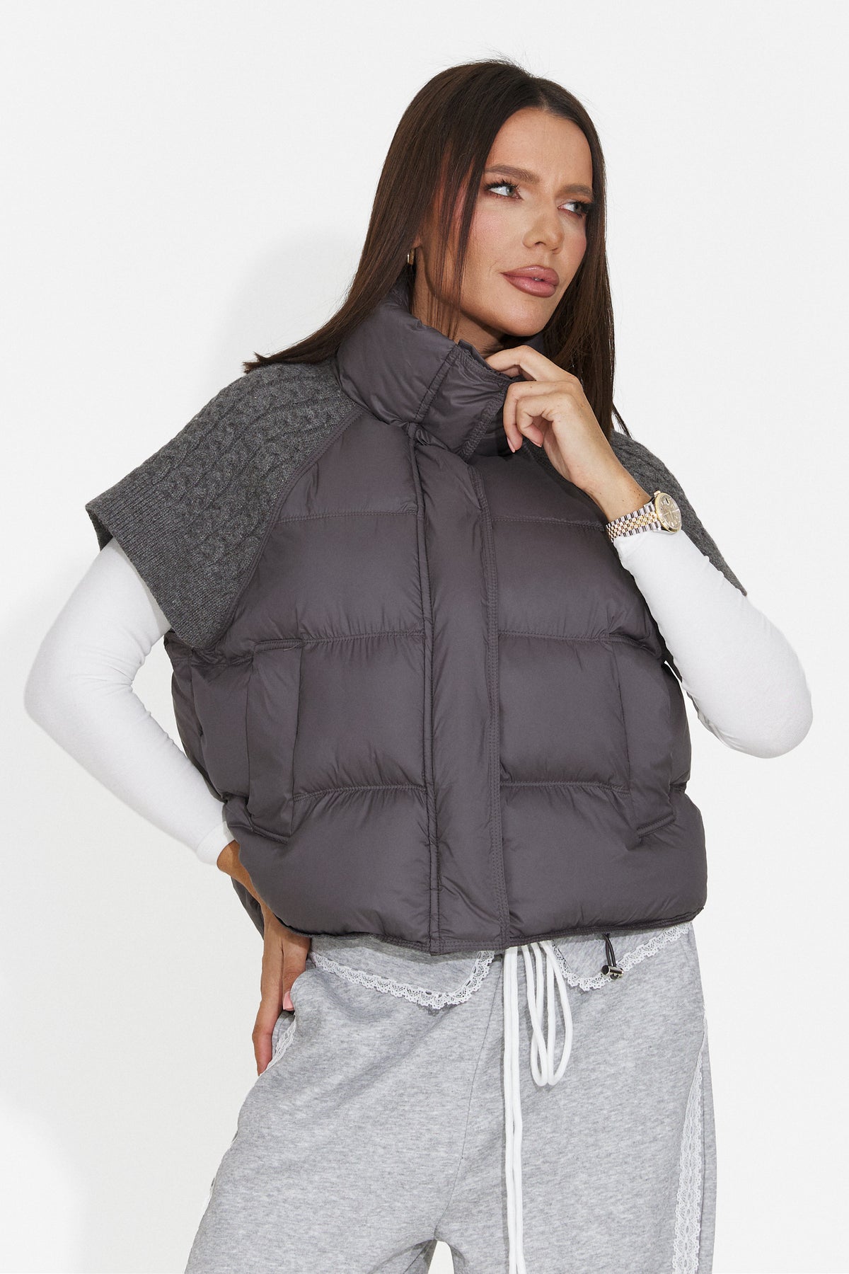 Vesta casual gri Vulrira Bogas