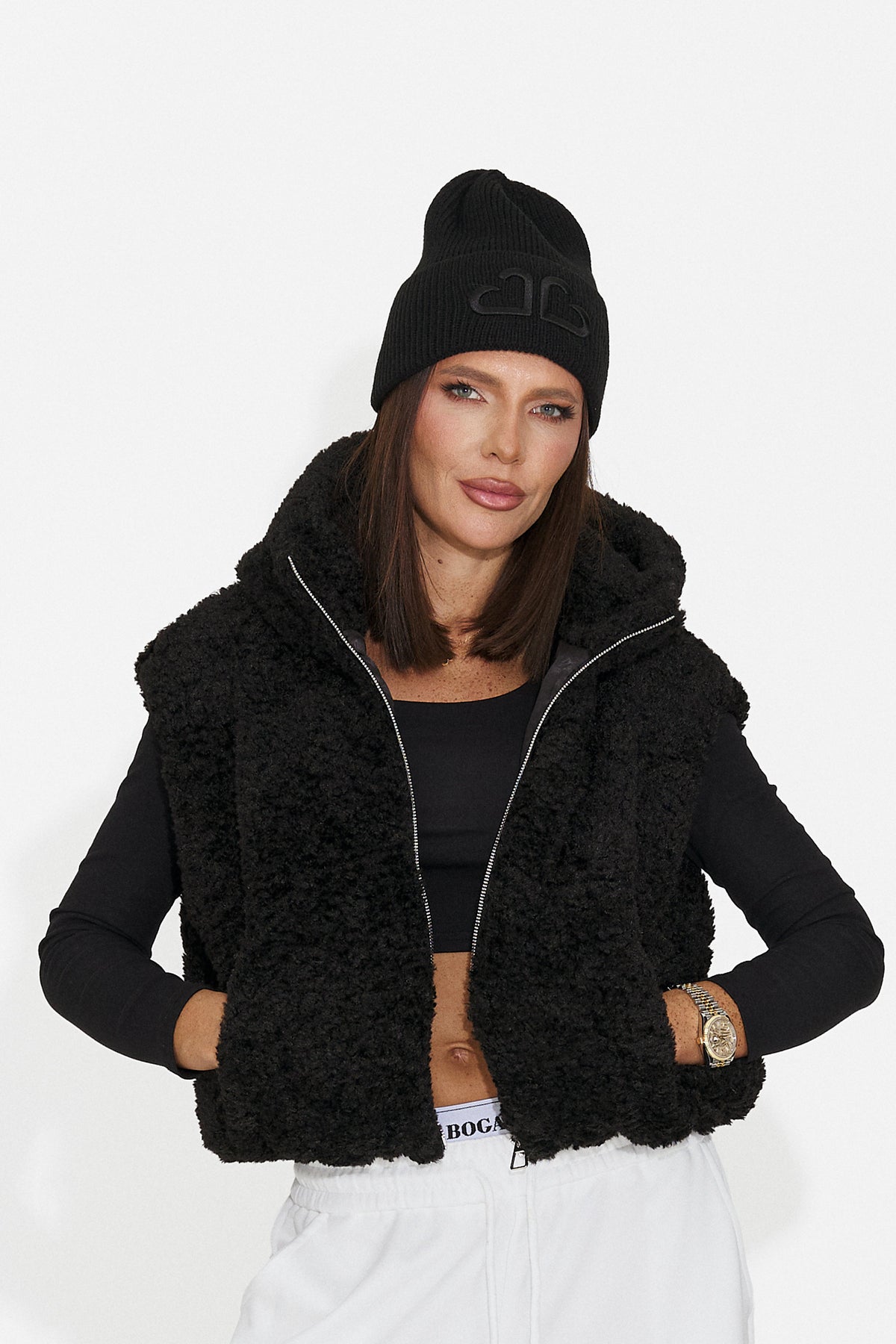 Vesta casual neagra Lalaeina Bogas
